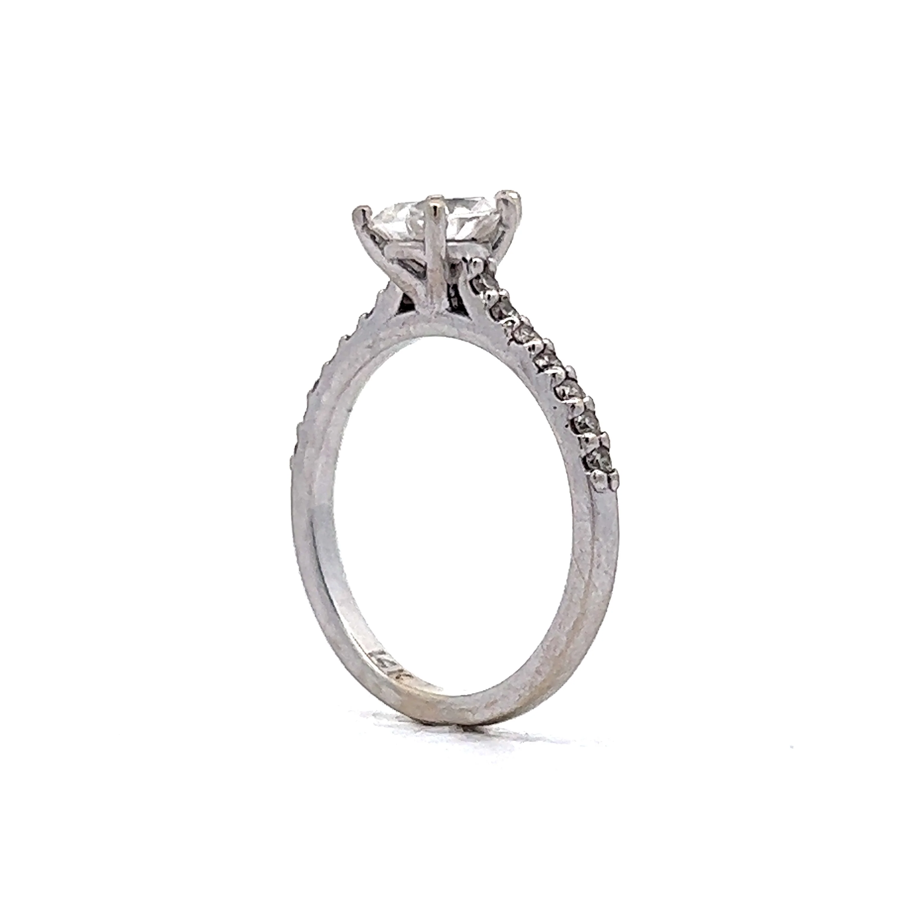 Pave Band Pear Cut Diamond Engagement Ring in 14k White Gold - Image 5