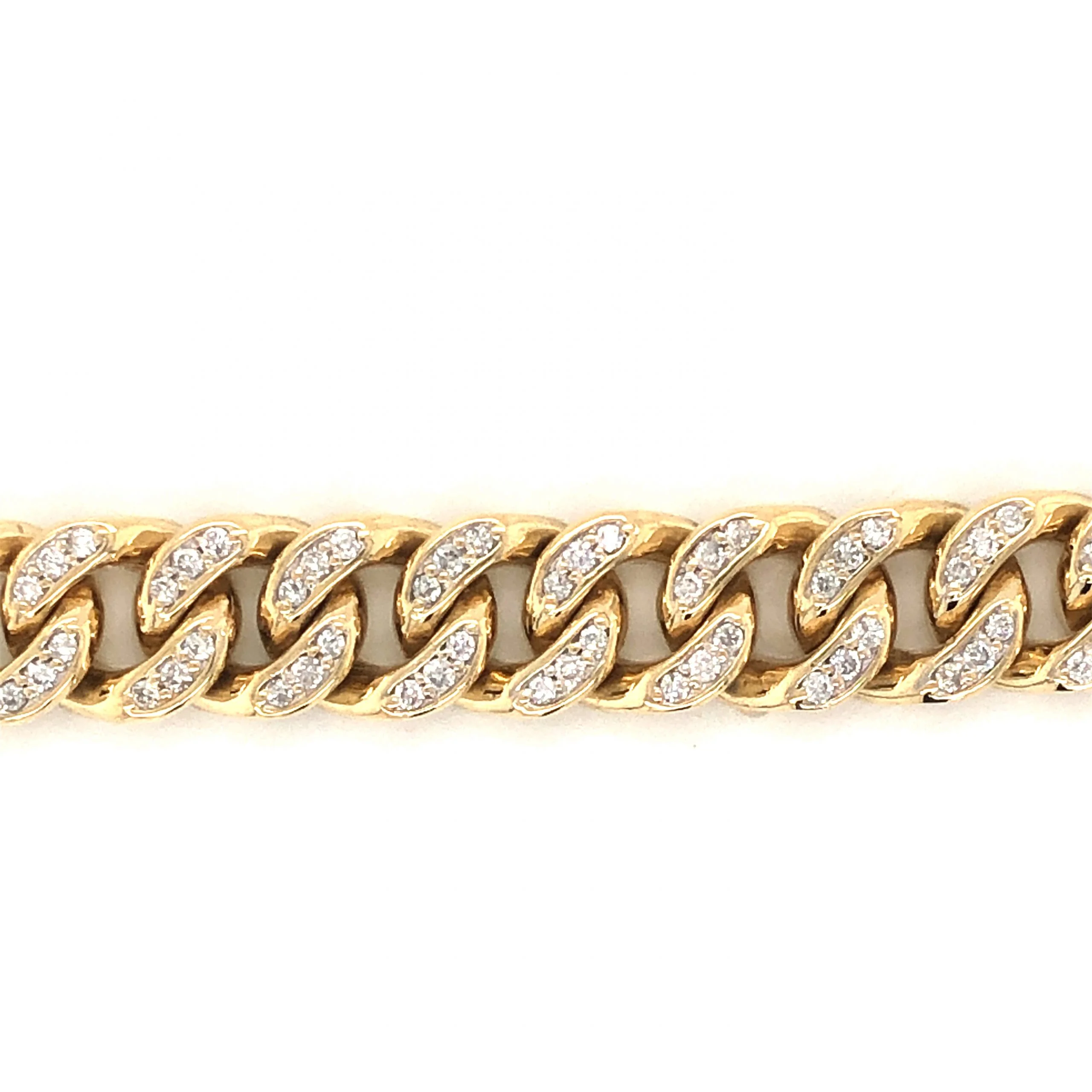 Pave Diamond Chain Link Bracelet in 14k Yellow Gold - Image 2