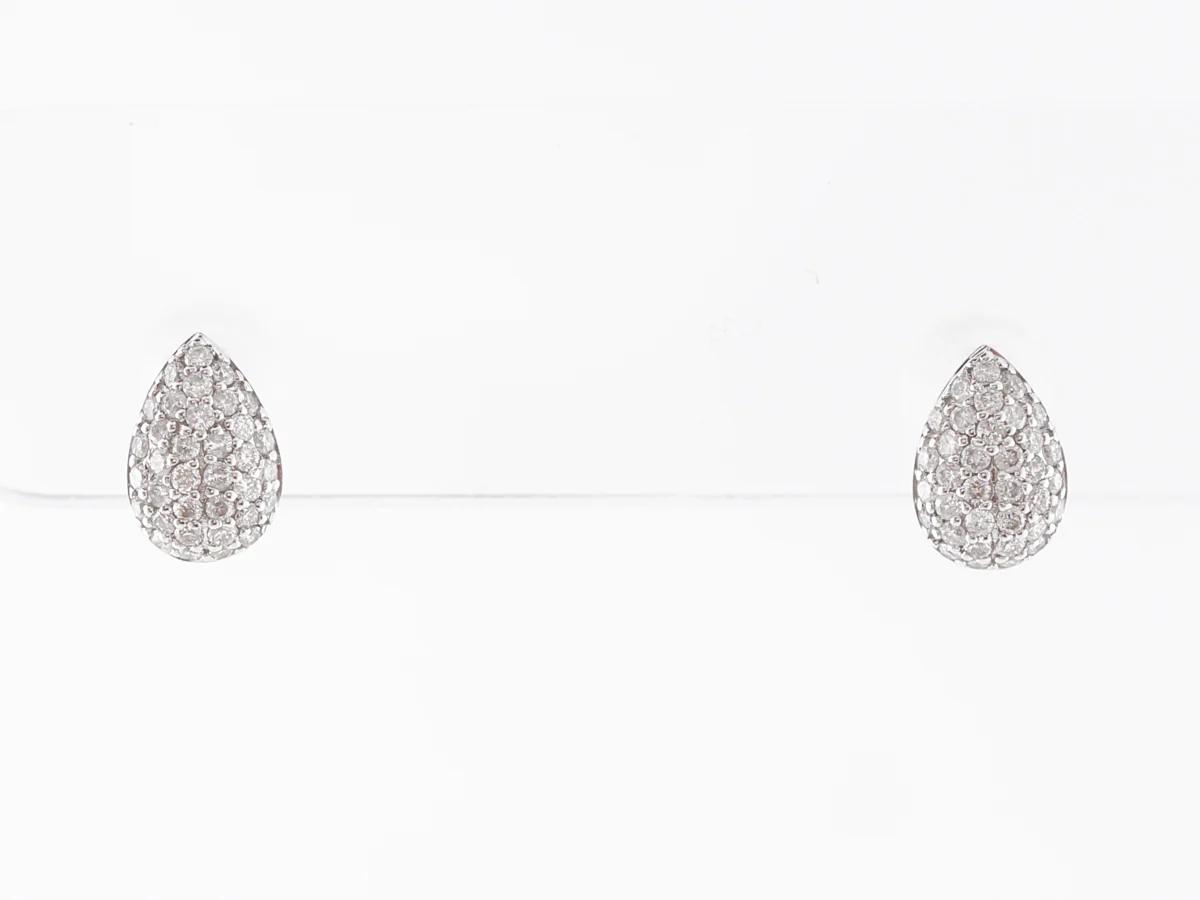 Pave Diamond Cluster Earrings in 18k White Gold