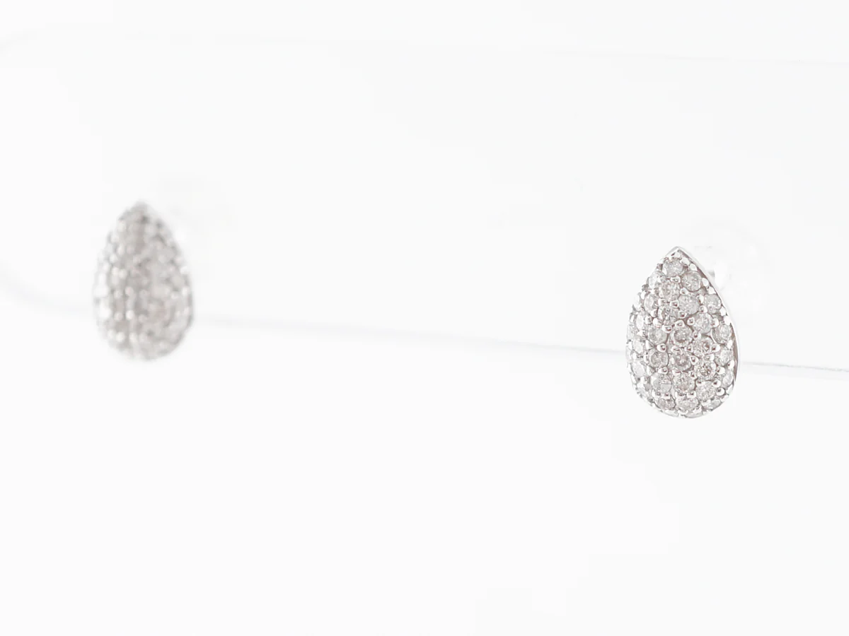 Pave Diamond Cluster Earrings in 18k White Gold - Image 3