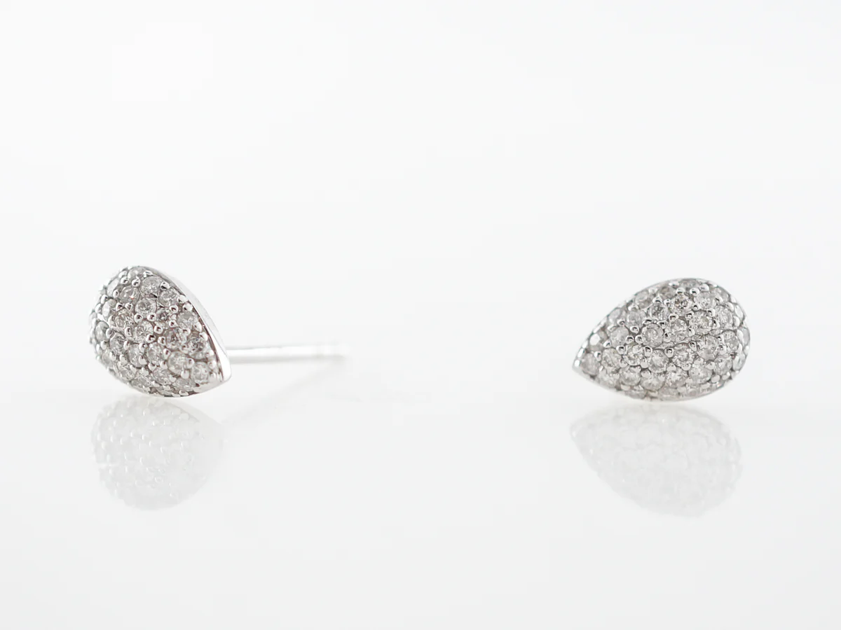Pave Diamond Cluster Earrings in 18k White Gold - Image 5