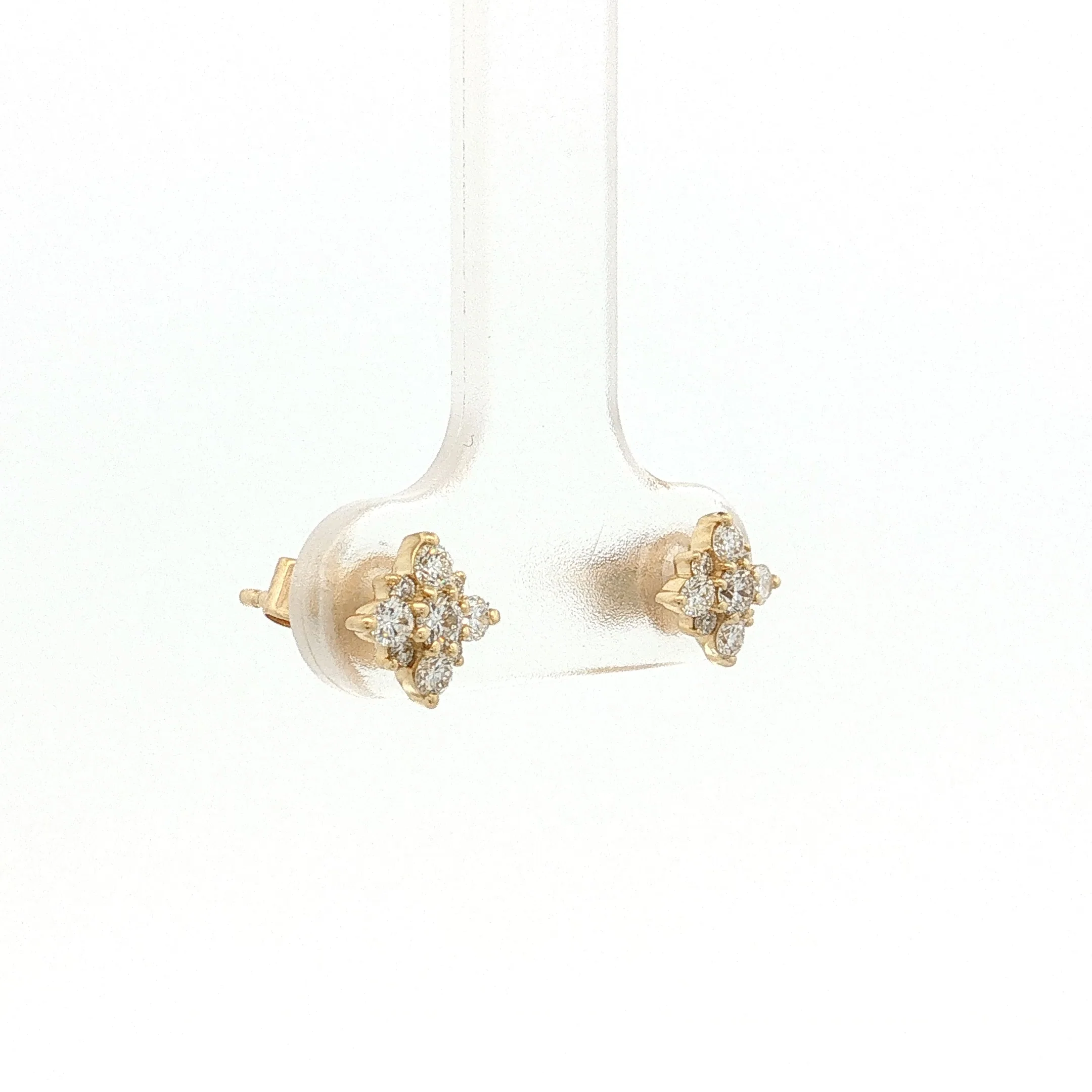 .33 Pave Diamond Cluster Stud Earrings 14k - Image 3