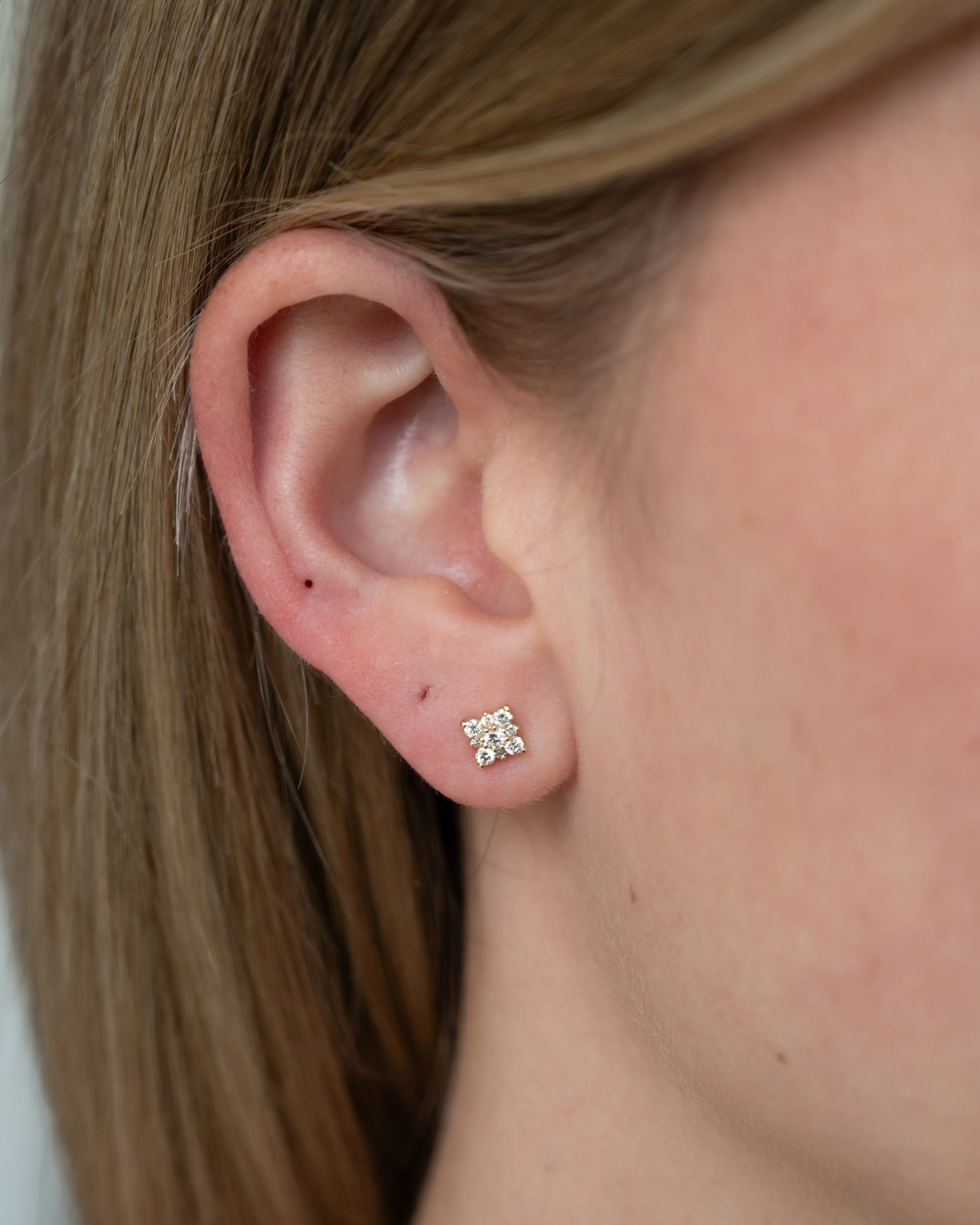 .33 Pave Diamond Cluster Stud Earrings 14k - Image 5