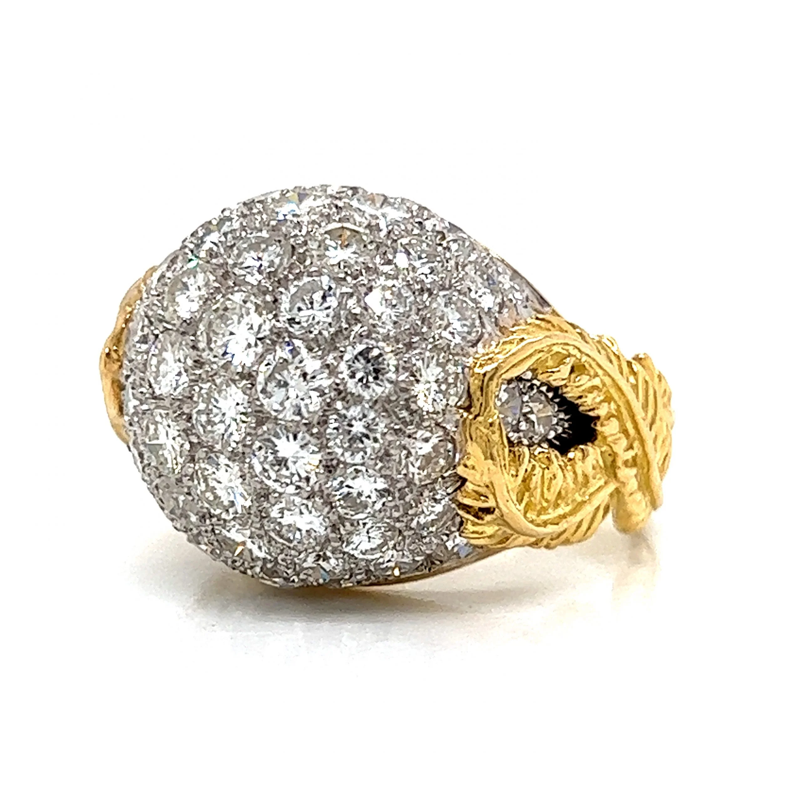 Pave Diamond Dome Cocktail Ring 18k Yellow Gold - Image 2