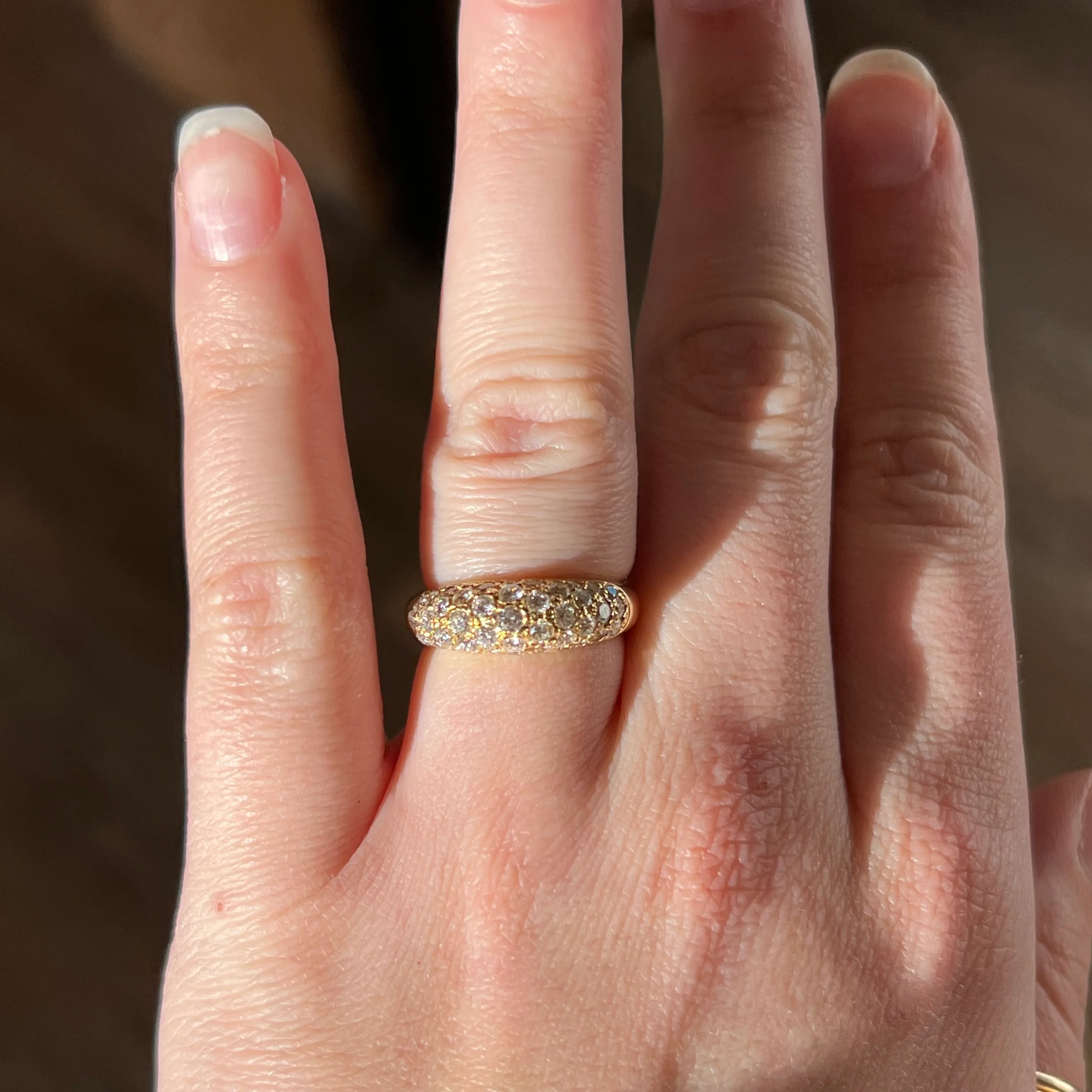 Pave Diamond Dome Stacking Ring in 18k Yellow Gold - Image 6