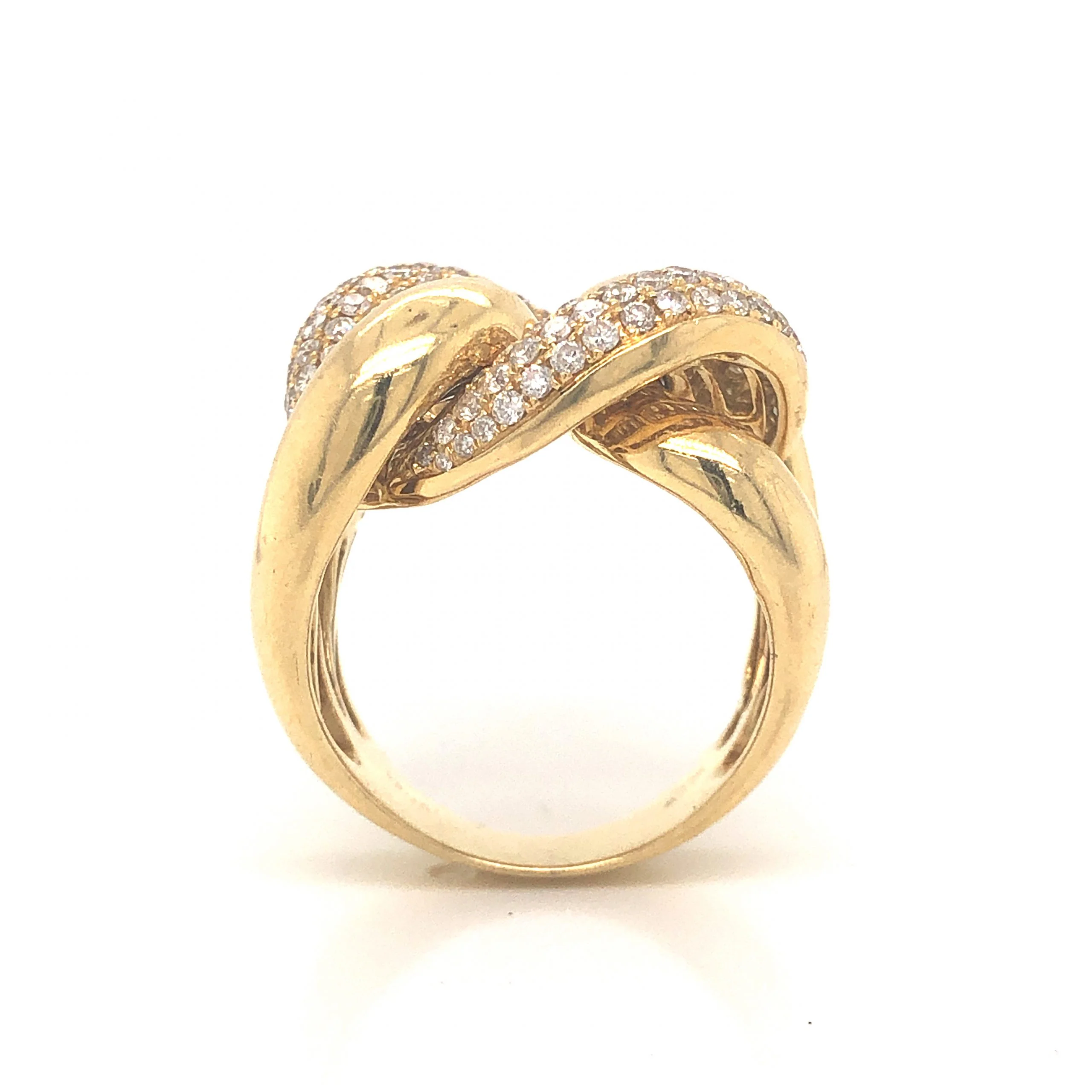 Pave Diamond Knot Cocktail Ring 18k Yellow Gold - Image 4