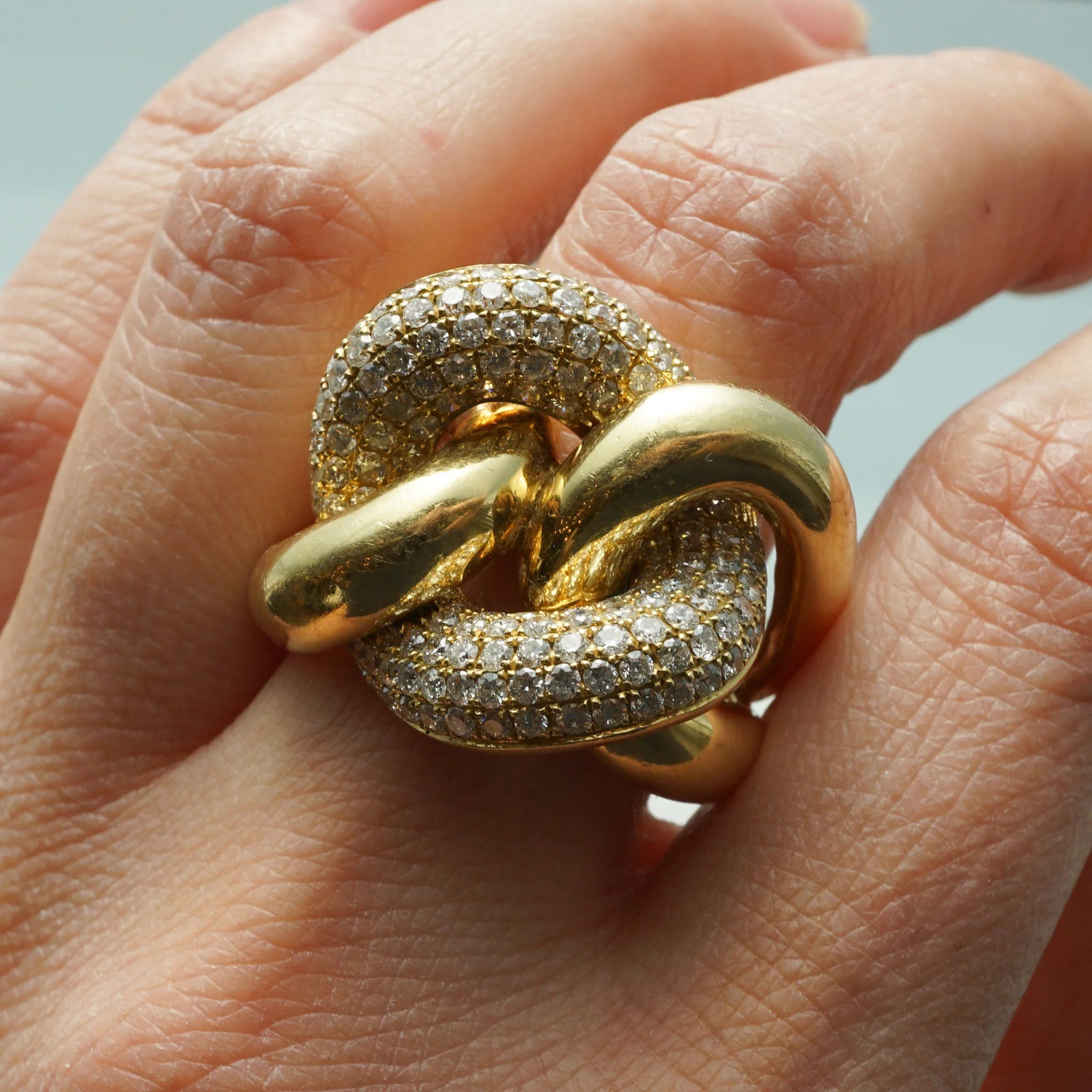 Pave Diamond Knot Cocktail Ring 18k Yellow Gold - Image 6