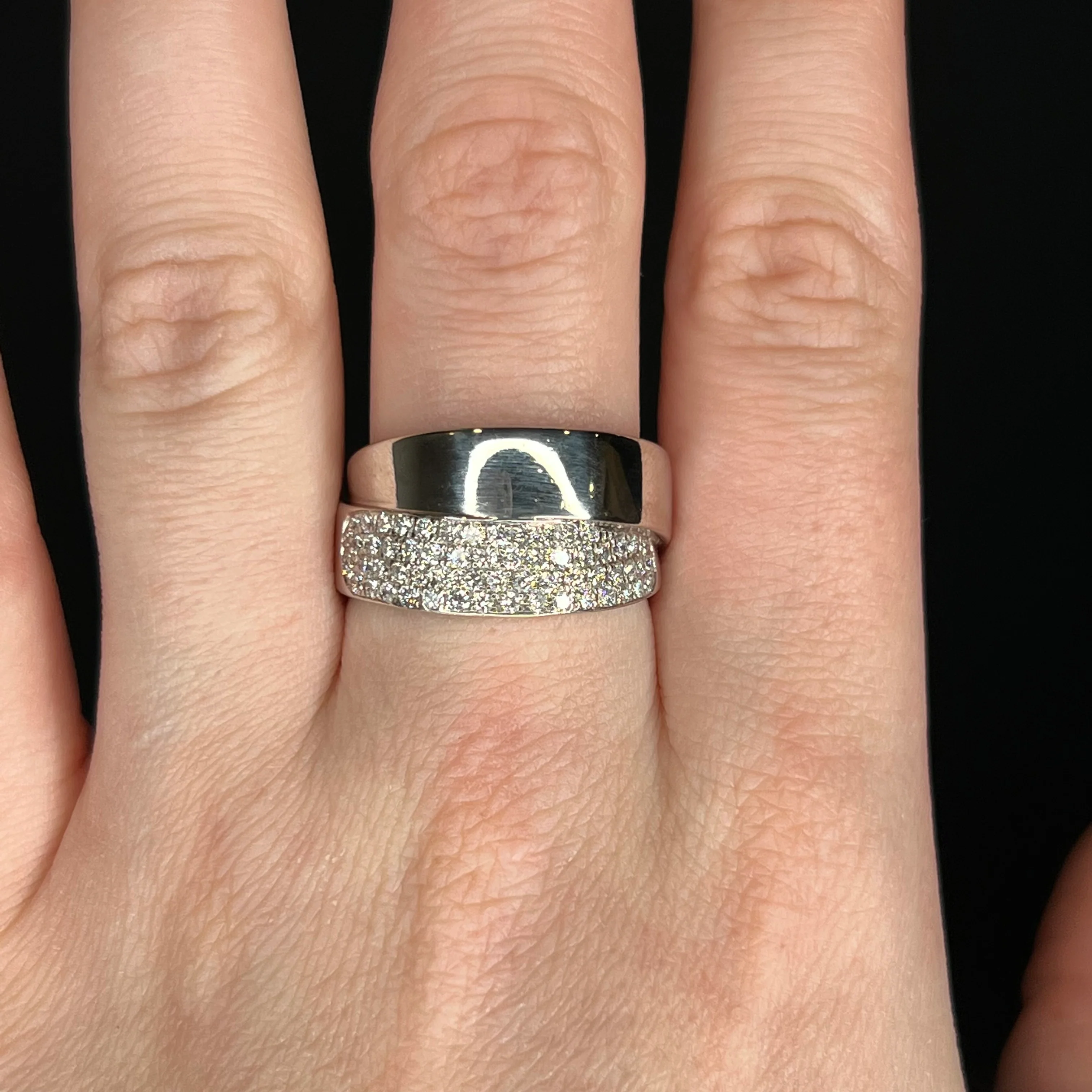 Pave Diamond Overlap Ring in 14k White Gold - Image 6
