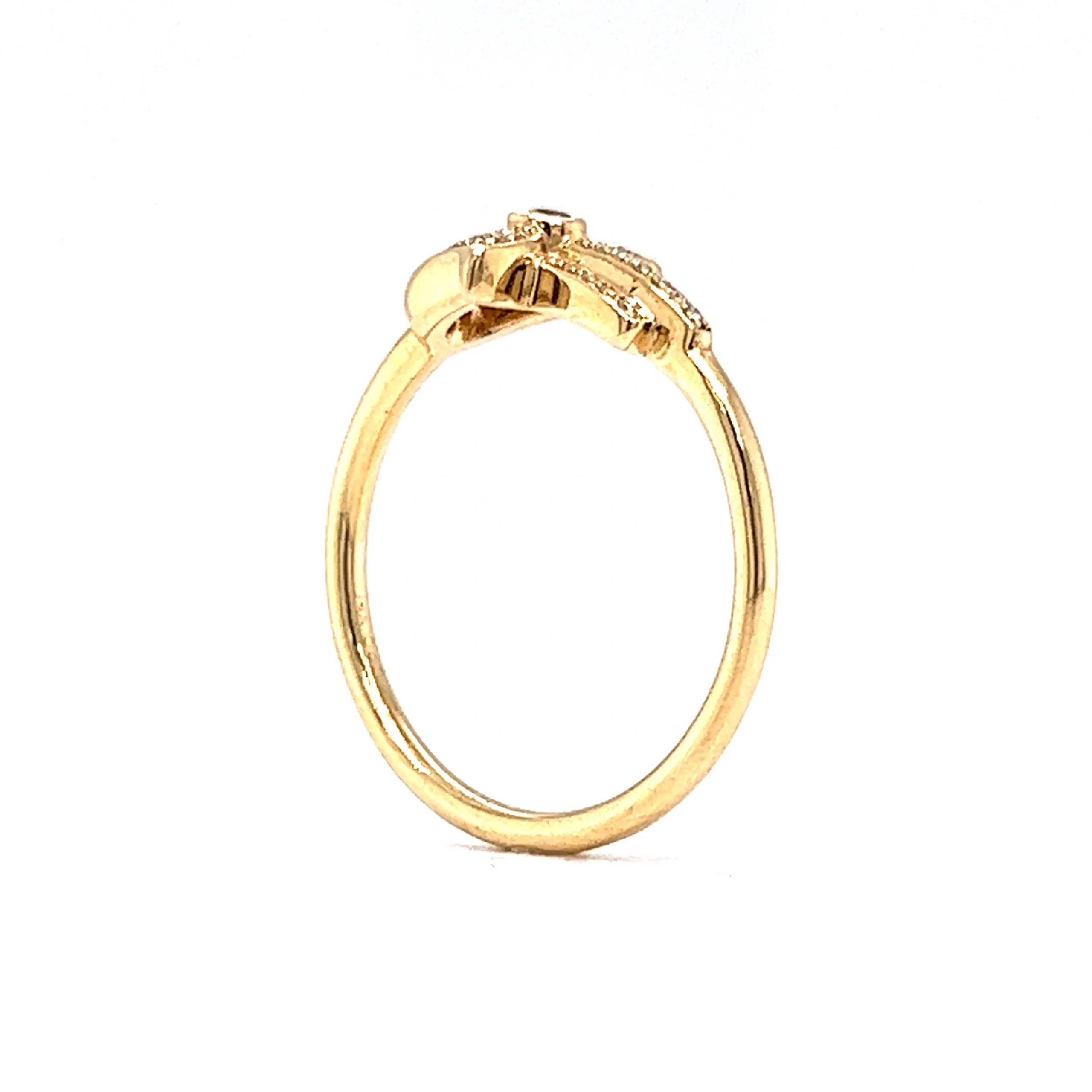 Pave Diamond & Sapphire Hamsa Hand Ring in 14k Yellow Gold - Image 5