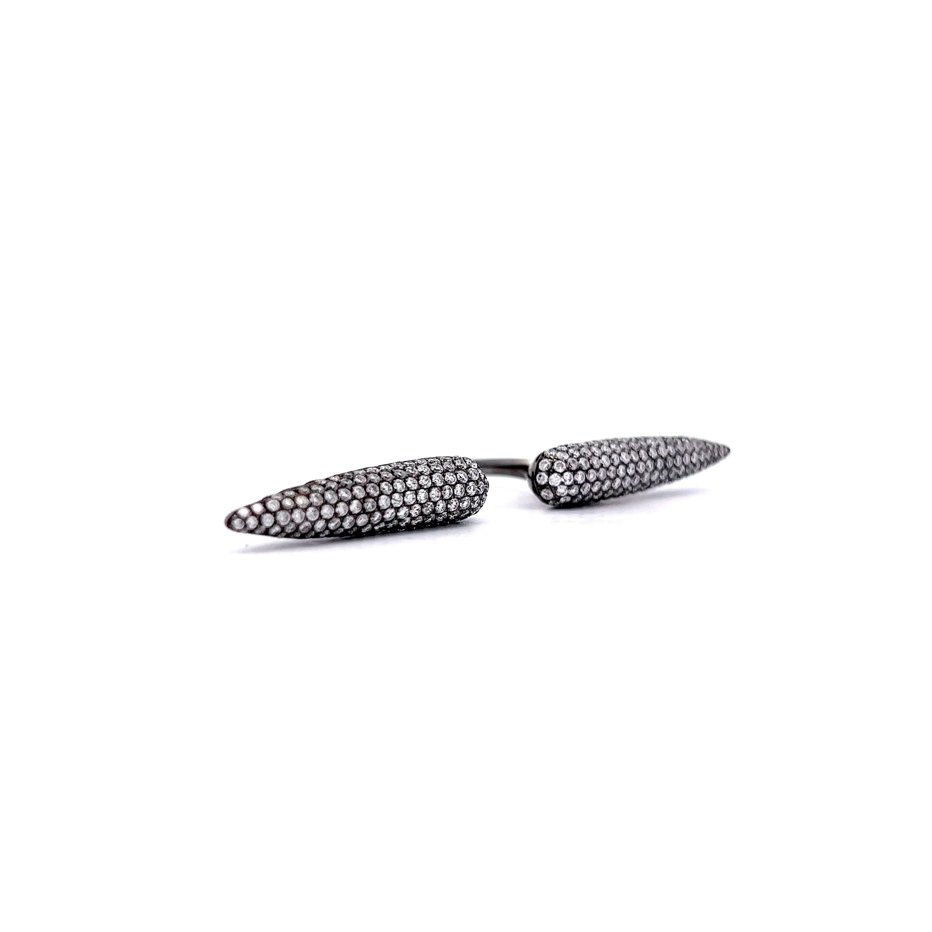 Pave Diamond Spike Cocktail Ring in 18k White Gold - Image 3
