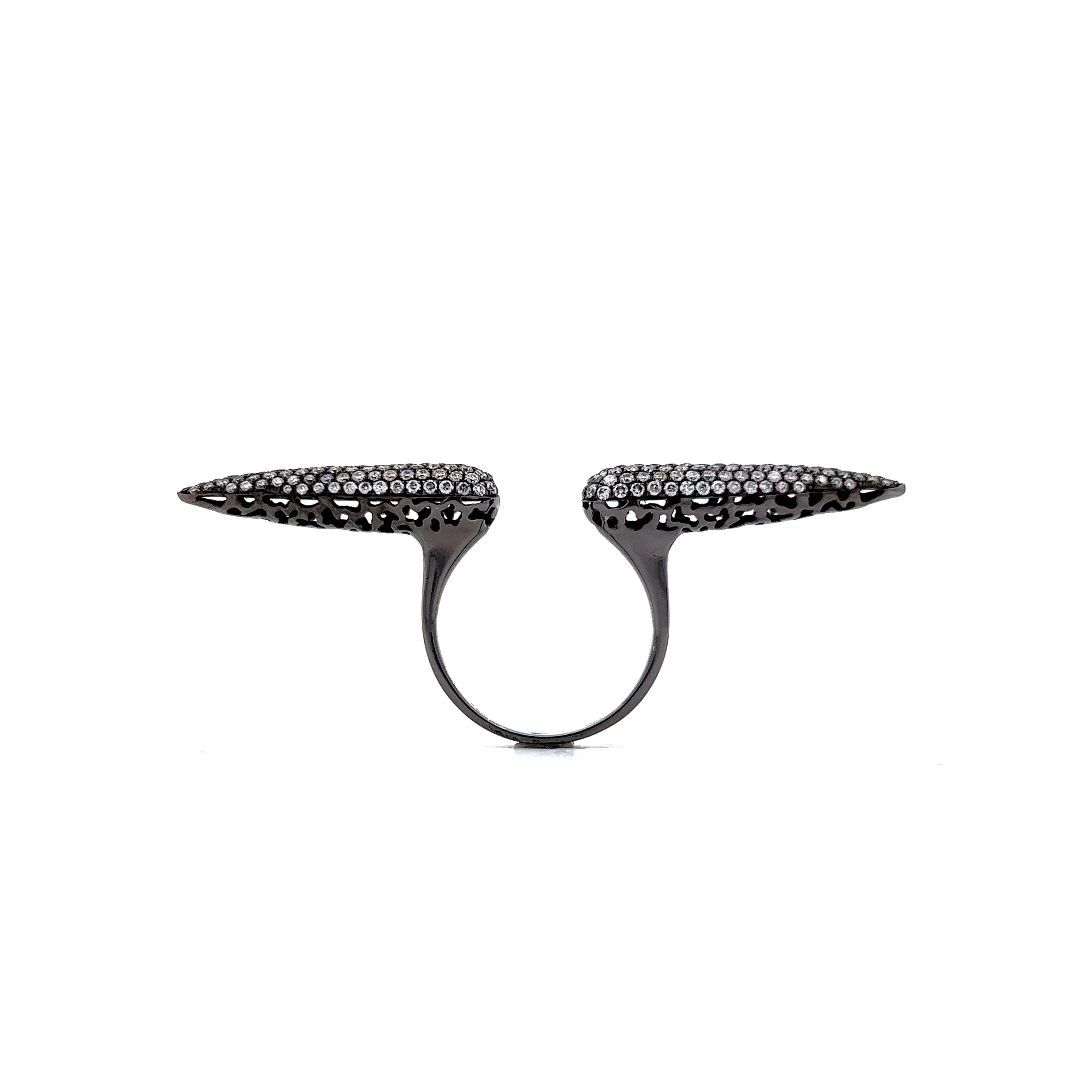 Pave Diamond Spike Cocktail Ring in 18k White Gold - Image 4