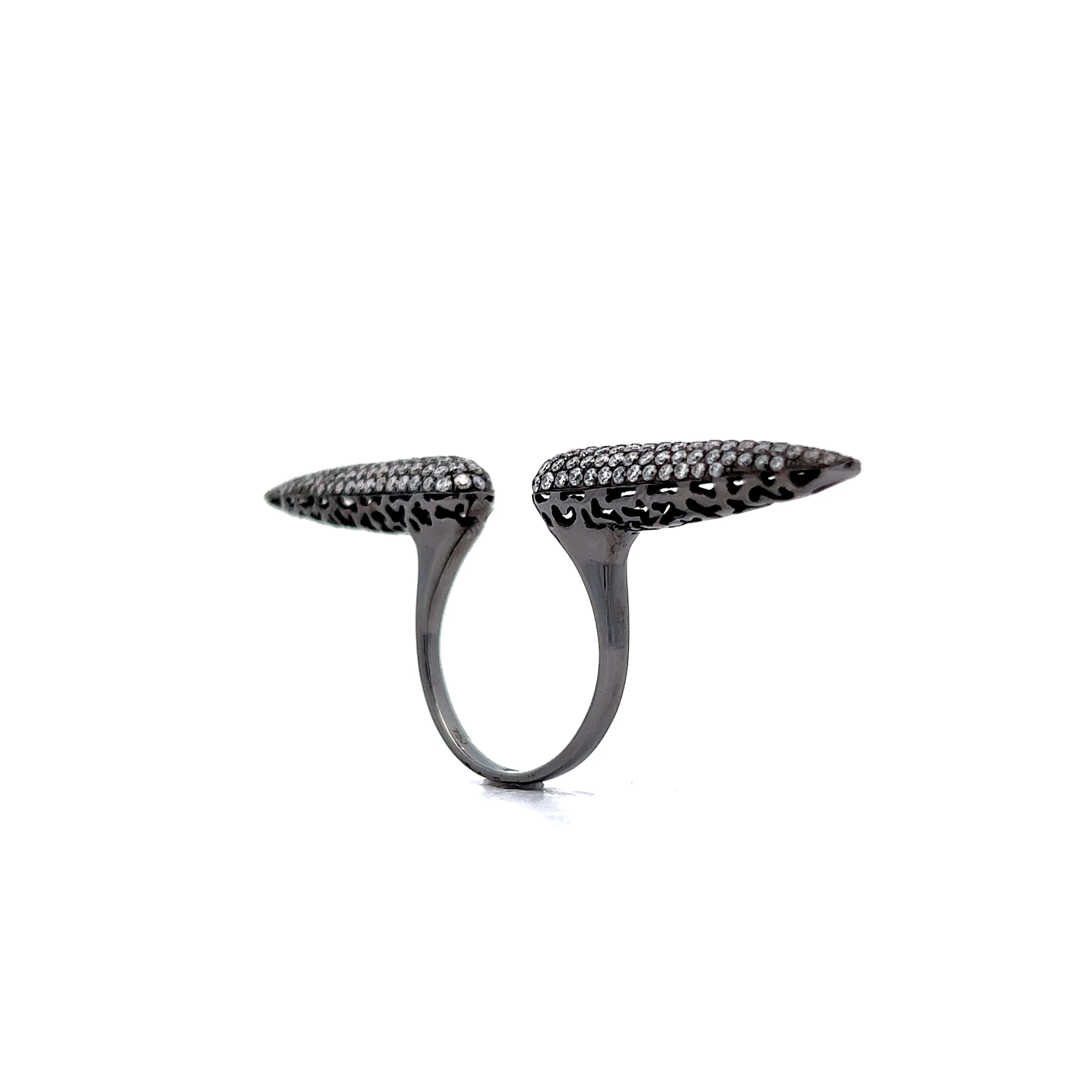 Pave Diamond Spike Cocktail Ring in 18k White Gold - Image 5