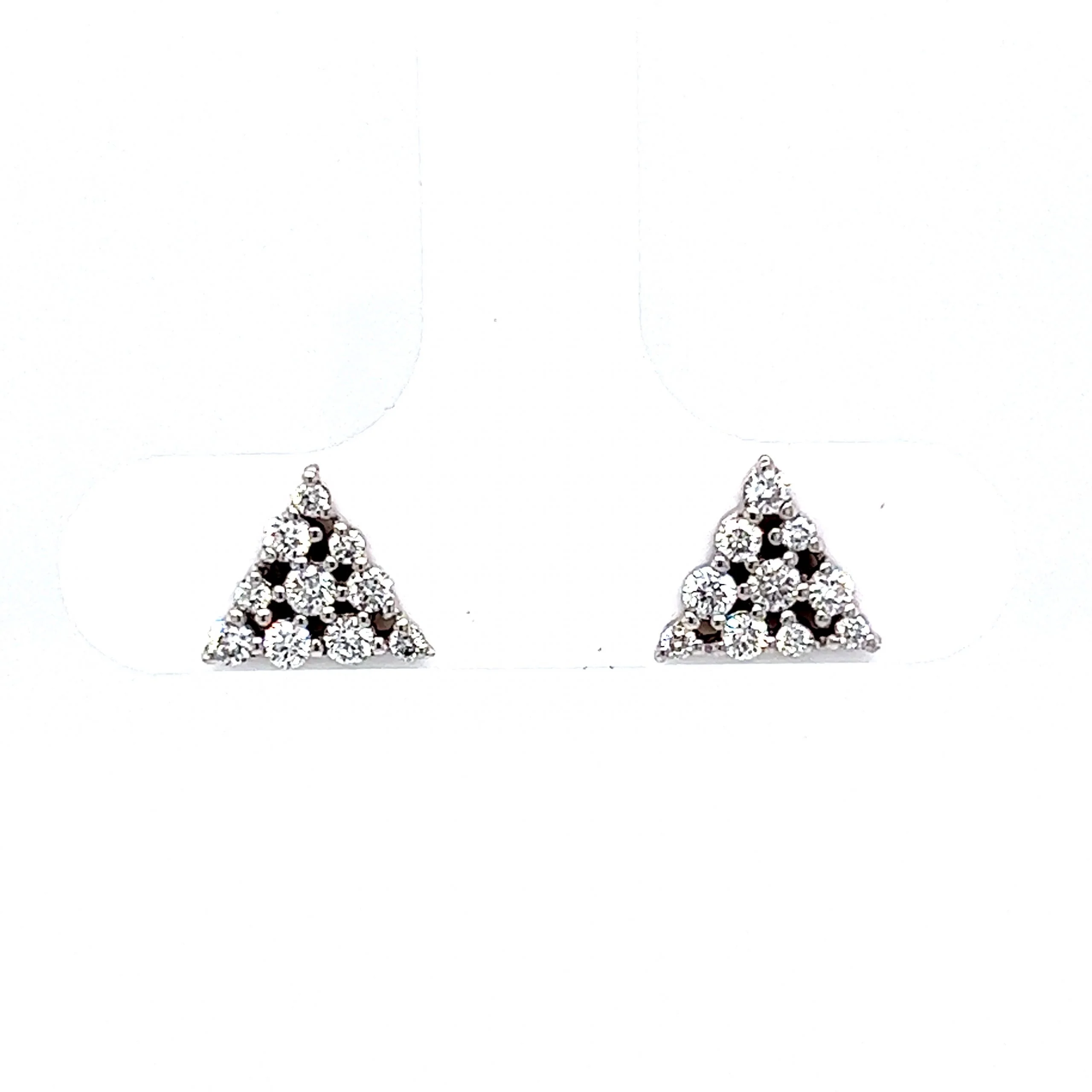 Pave Diamond Triangle Stud Earrings in 18k White Gold