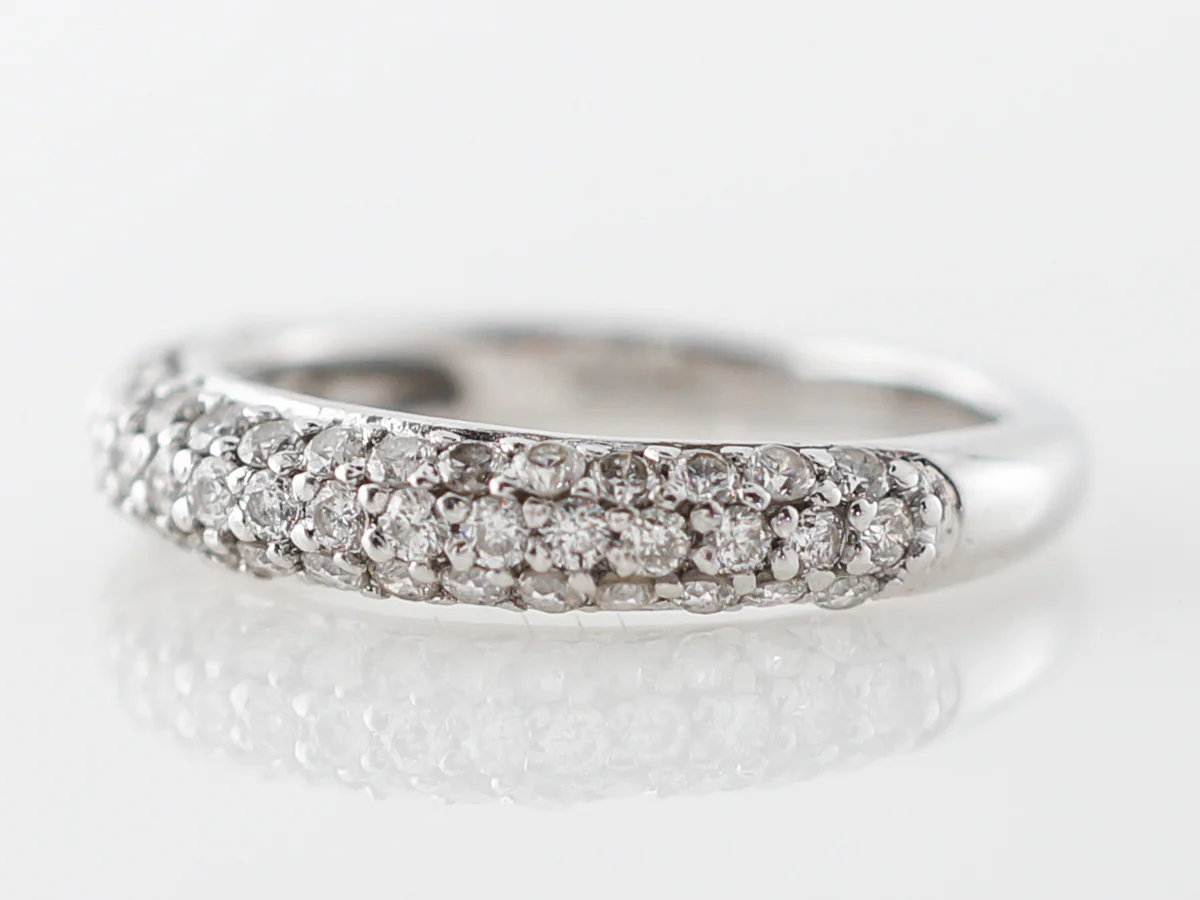 Pave Diamond Wedding Band in 14k White Gold - Image 2
