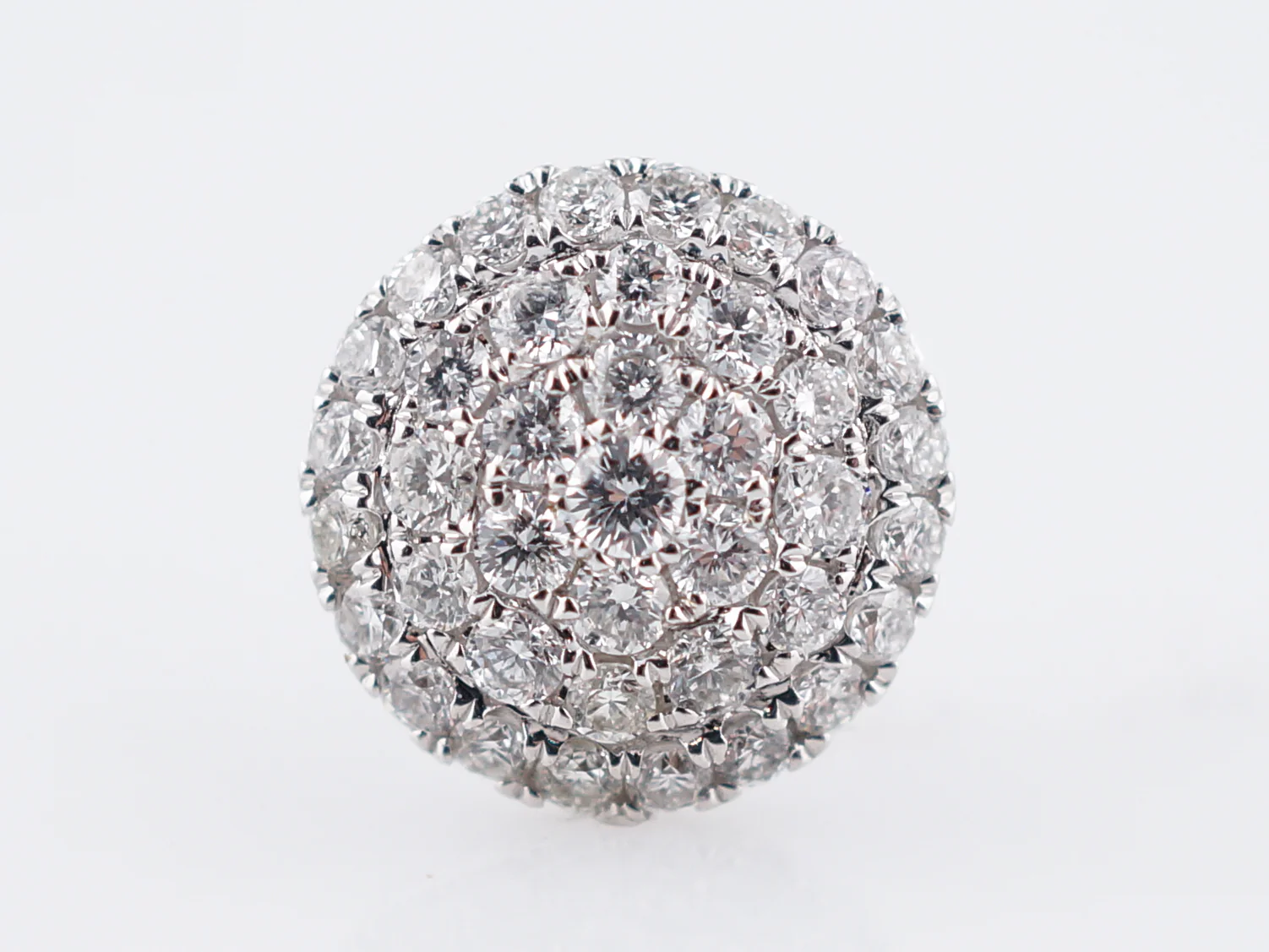 Pave Disc Earrings Modern 1.00 Round Brilliant Cut Diamonds in 14k White Gold - Image 4