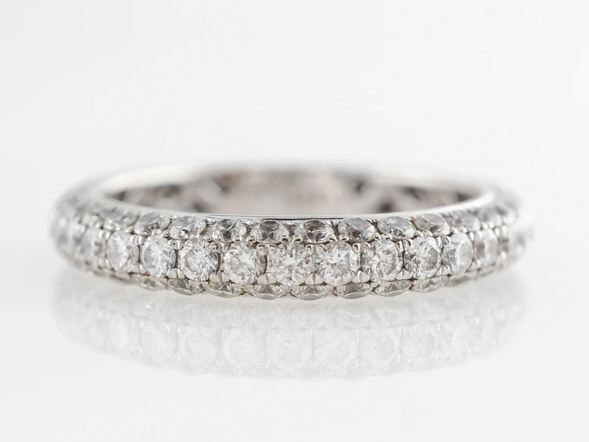 Pave Round Brilliant Diamond Wedding Band 18k