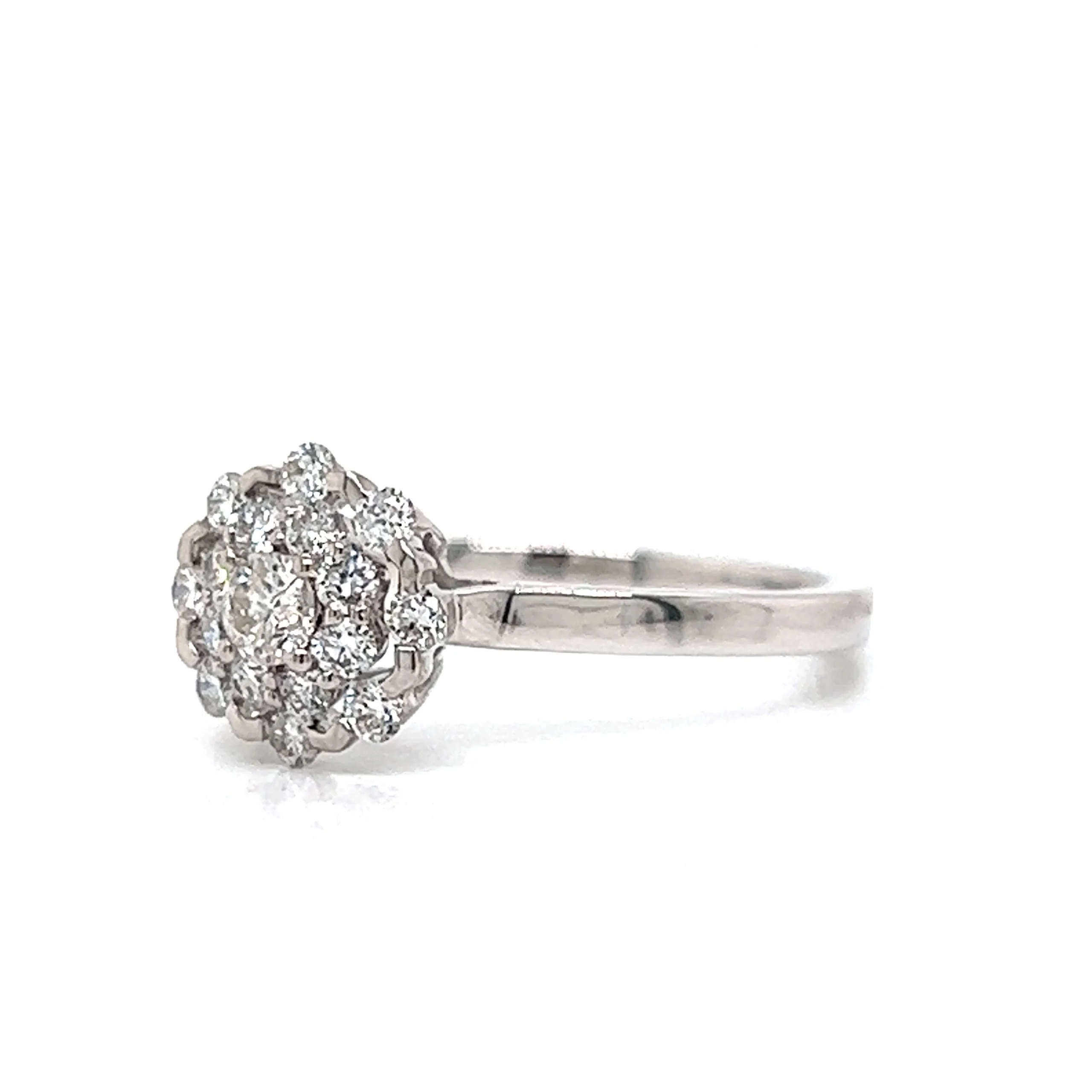 Pave Round Diamond Cluster Ring in 14k White Gold - Image 2