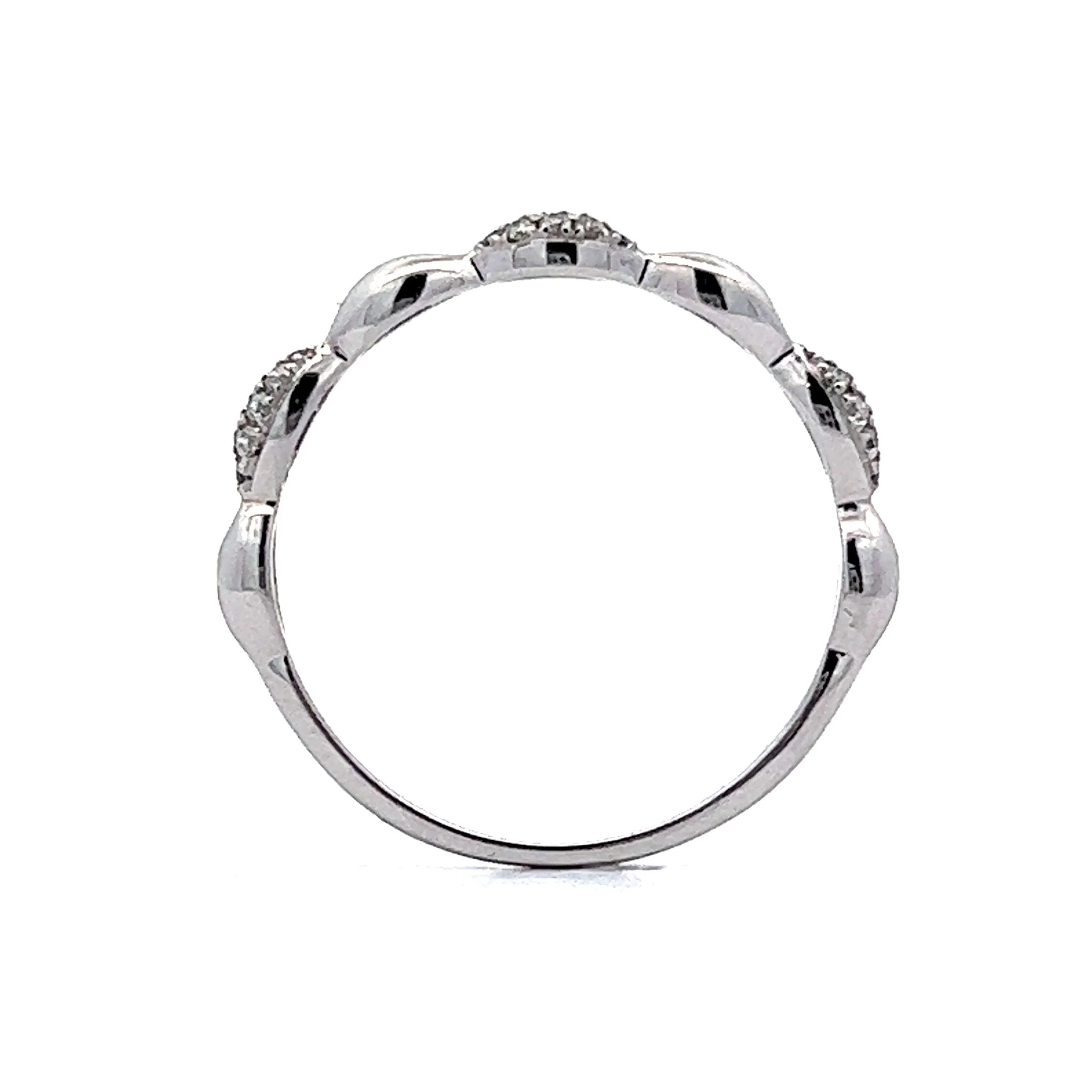 Pave Wedding Band w/ Marquis Stations in White Gold - Image 4