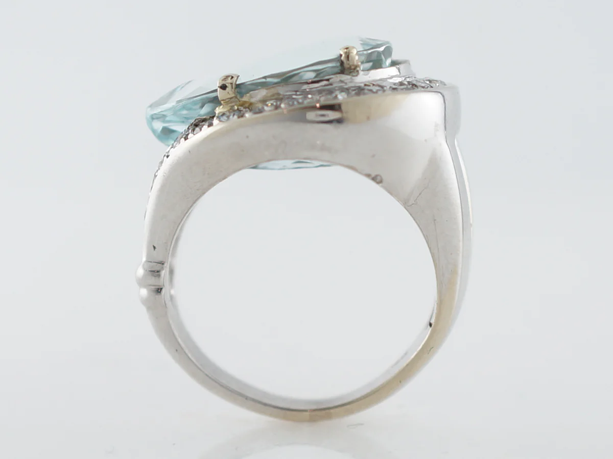 Pear Cut Aquamarine Cocktail Ring in 14k White Gold - Image 4