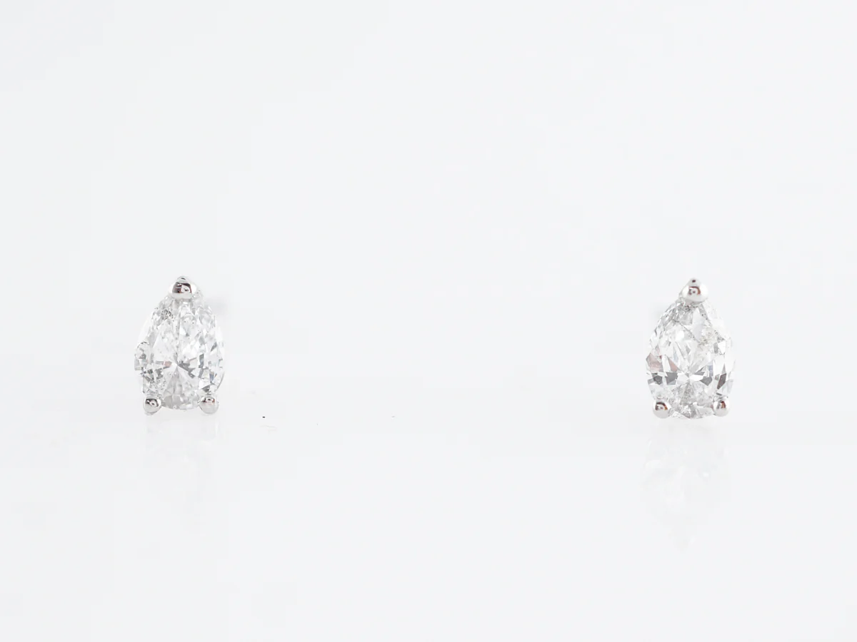 Pear Cut Diamond Earring Studs in 14k White Gold