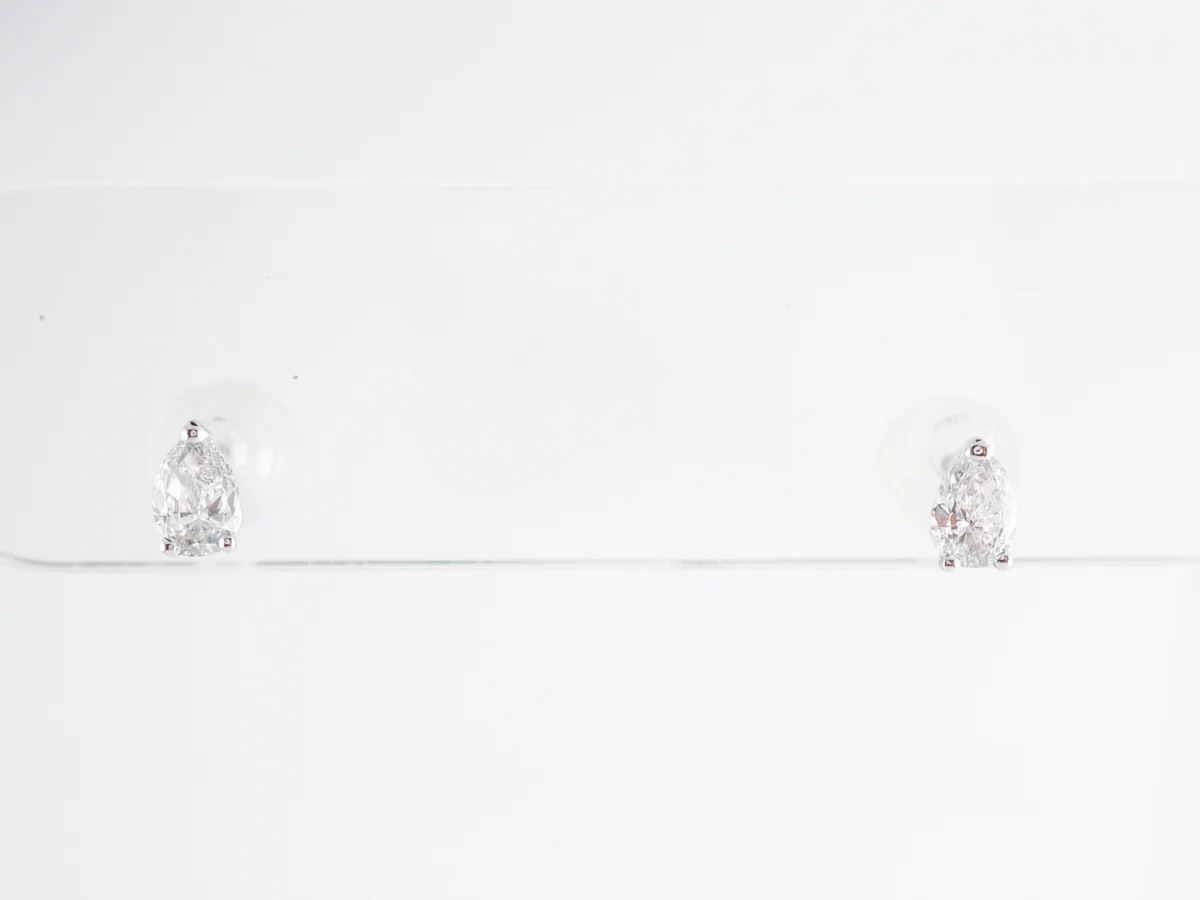 Pear Cut Diamond Earring Studs in 14k White Gold - Image 3