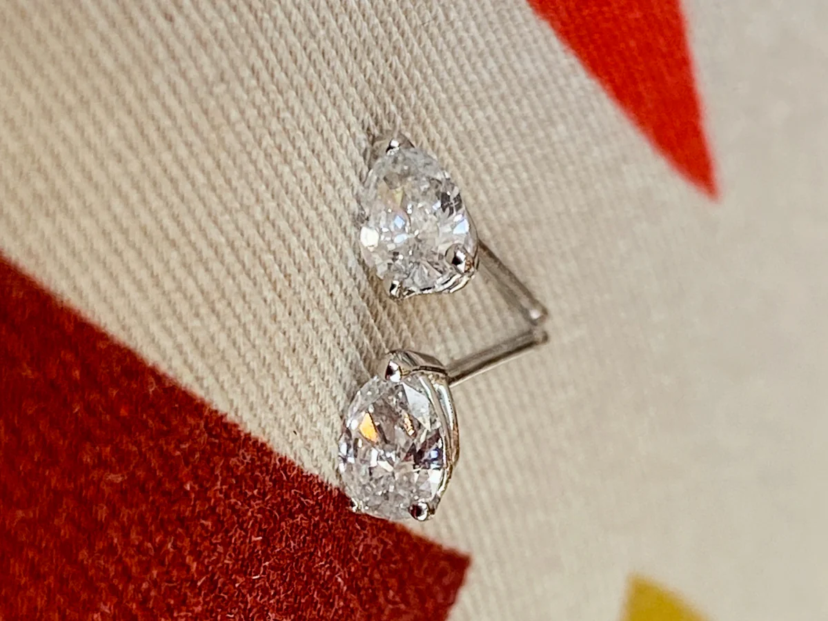 Pear Cut Diamond Earring Studs in 14k White Gold - Image 6