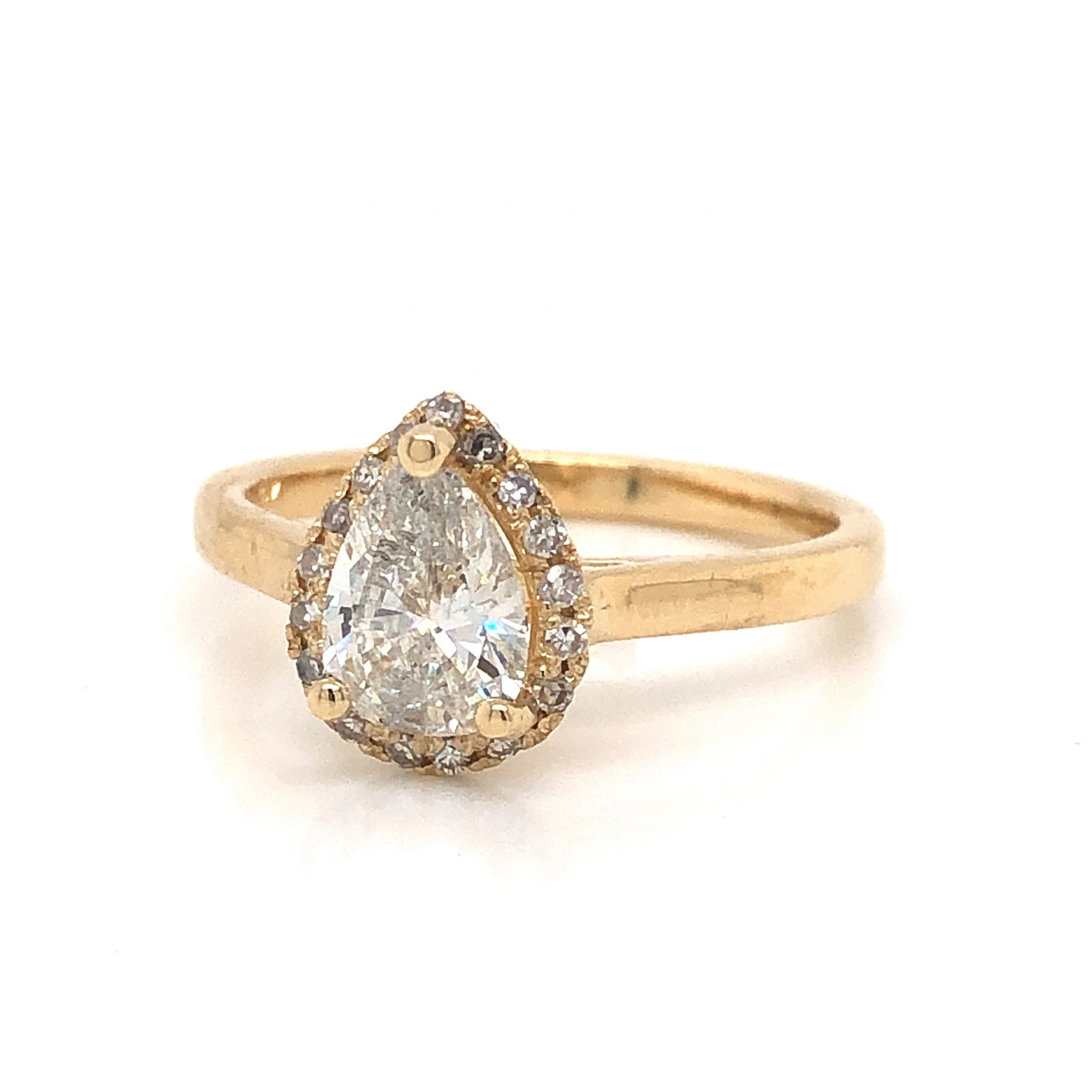 Pear Cut Diamond Halo Engagement Ring in 14k Yellow Gold - Image 2