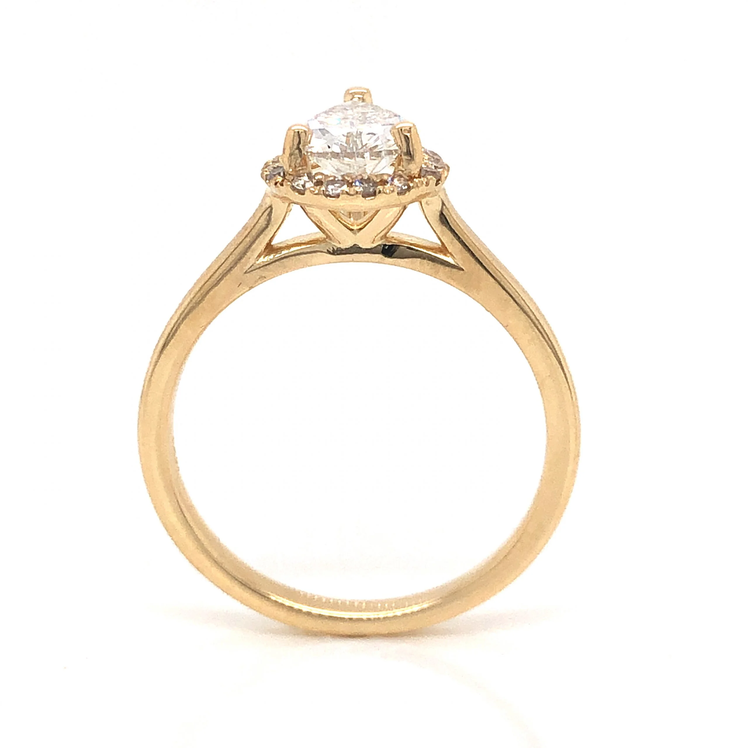 Pear Cut Diamond Halo Engagement Ring in 14k Yellow Gold - Image 4