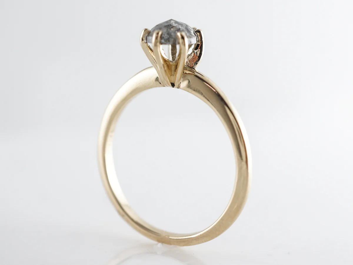 Pear Cut Grey Diamond Solitaire Engagement Ring in Yellow Gold - Image 5