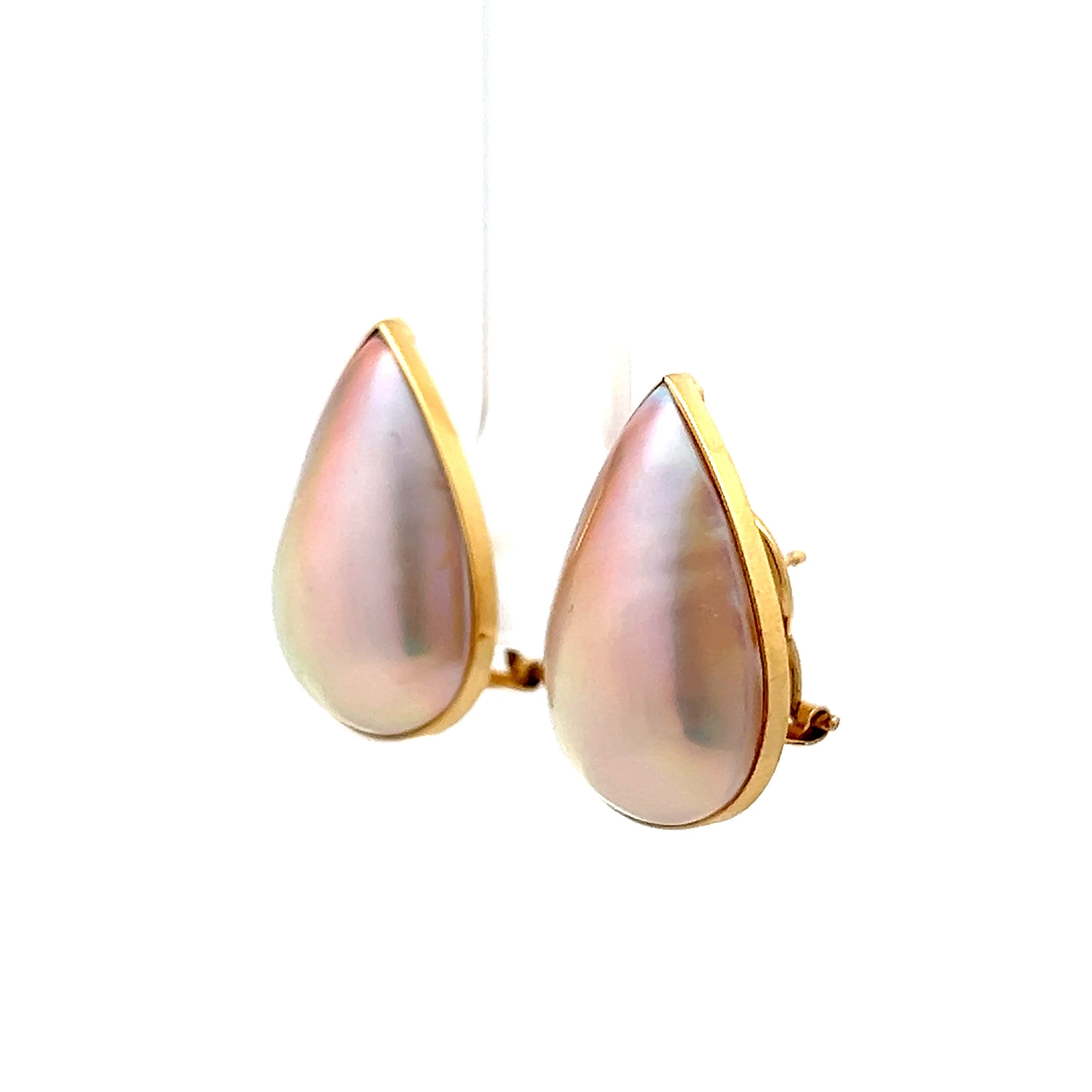 Pear Shaped Mabe Pearl Stud Earrings in 18k - Image 2
