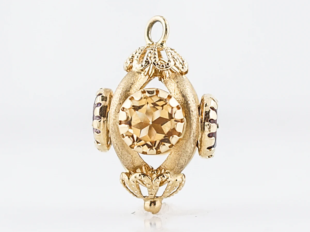 Pendant Charm Modern 1.40 Round Cut Garnet in 18k Yellow Gold - Image 2