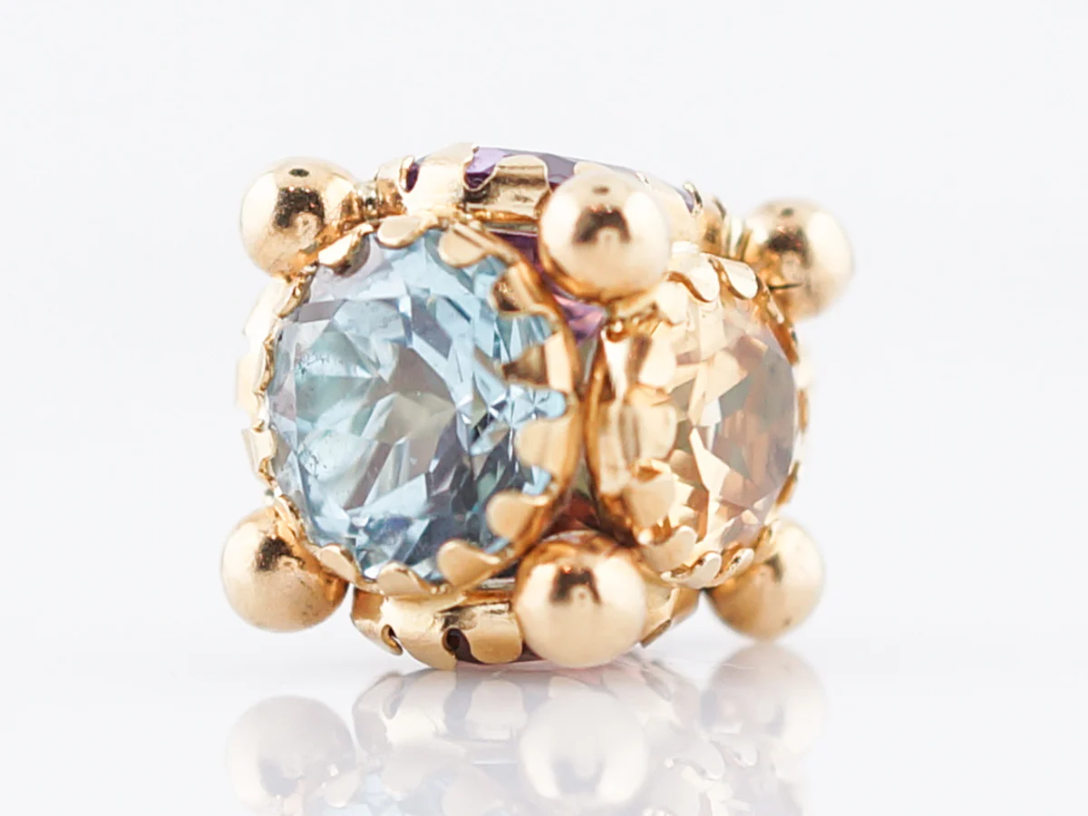 Pendant Charm Modern 2.4 Round Cut Aquamarine in 18k Yellow Gold