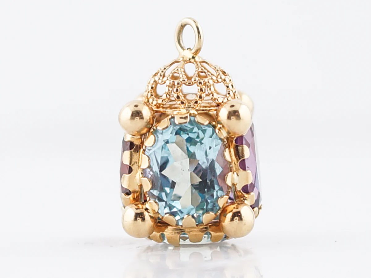 Pendant Charm Modern 2.4 Round Cut Aquamarine in 18k Yellow Gold - Image 2
