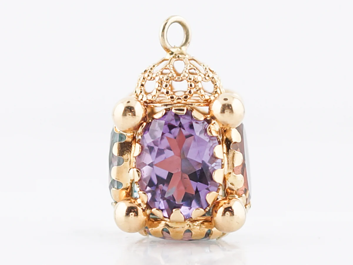 Pendant Charm Modern 2.4 Round Cut Aquamarine in 18k Yellow Gold - Image 3