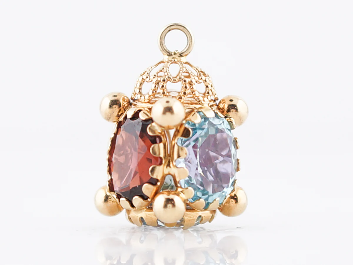 Pendant Charm Modern 2.4 Round Cut Aquamarine in 18k Yellow Gold - Image 6