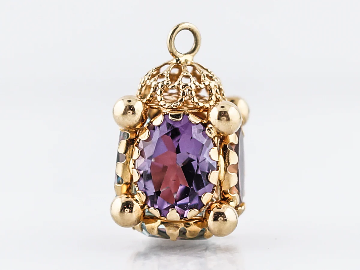 Pendant Charm Modern 3.1 Oval Cut Garnet in 18k Yellow Gold - Image 2