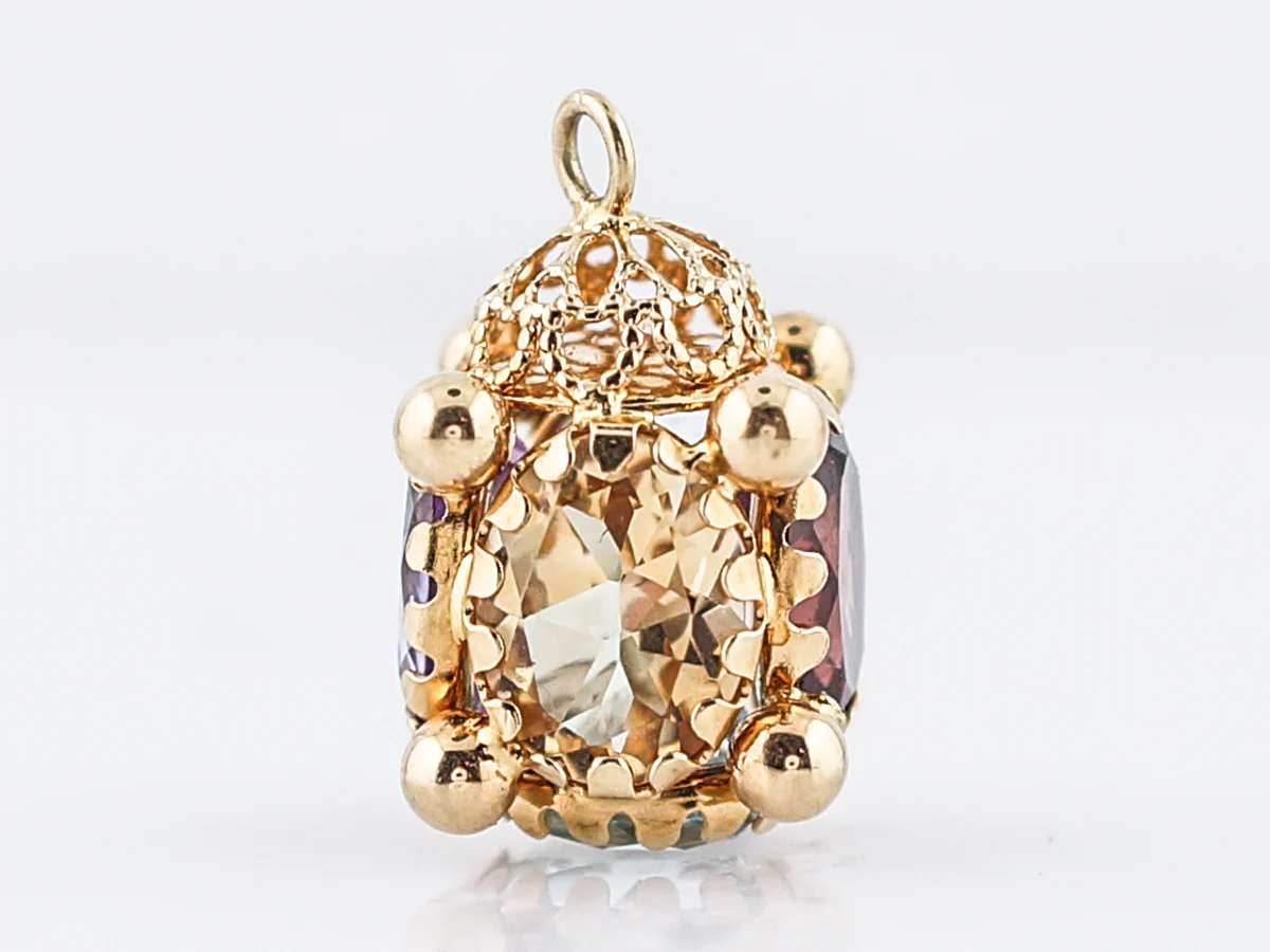 Pendant Charm Modern 3.1 Oval Cut Garnet in 18k Yellow Gold - Image 3