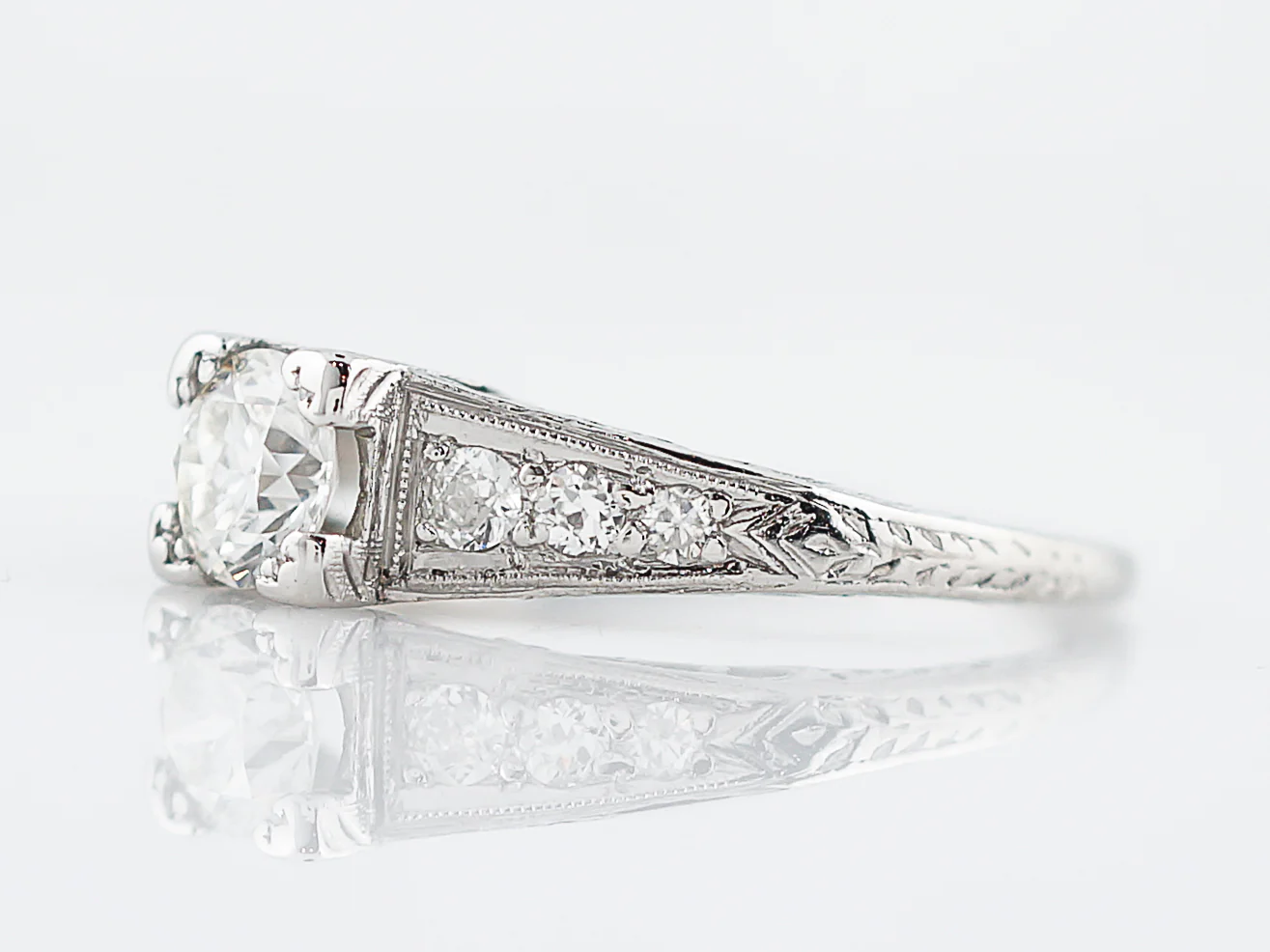 Perfect Art Deco Diamond Engagement Ring in Platinum - Image 2