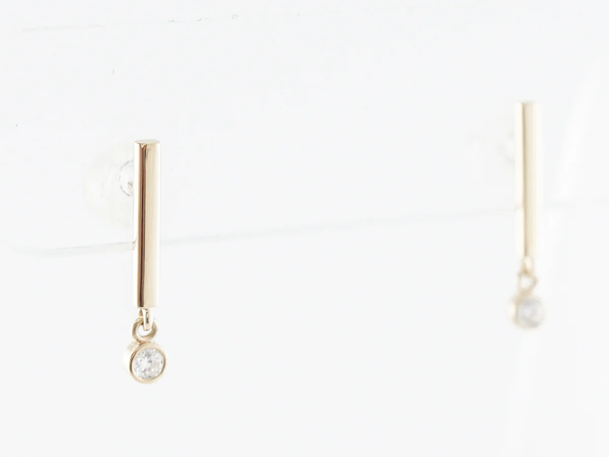 Petit Diamond Dangle Earrings in Yellow Gold - Image 2