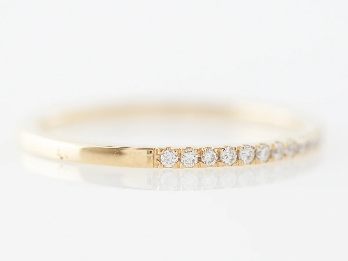 Petit Yellow Gold Wedding Band w/ Diamonds 14k - Image 3