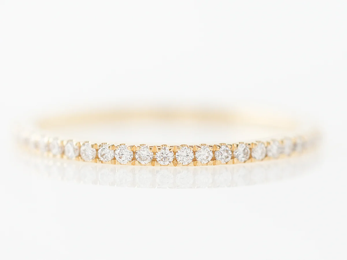 Petit Yellow Gold Wedding Band w/ Diamonds 18k