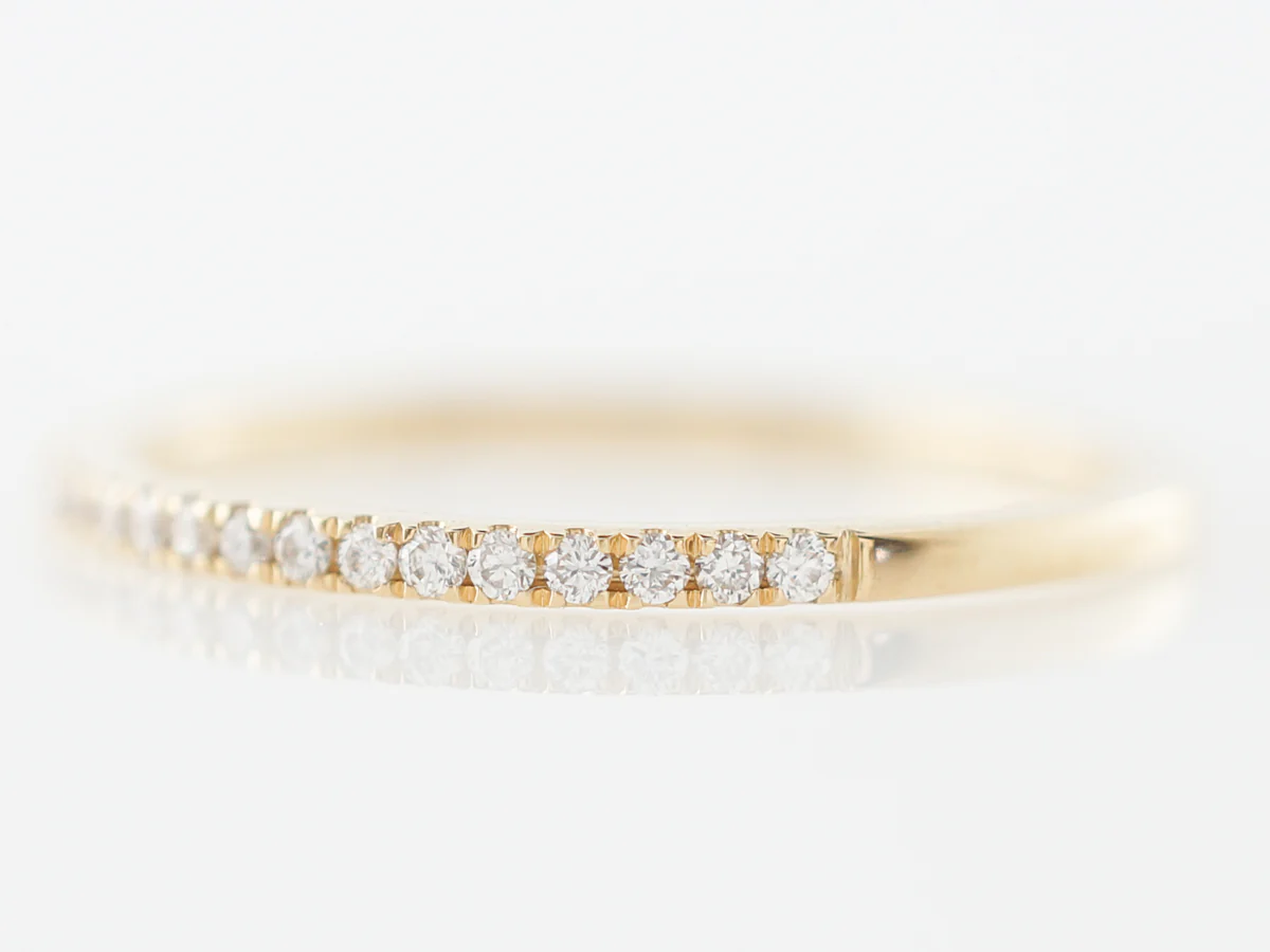 Petit Yellow Gold Wedding Band w/ Diamonds 18k - Image 2