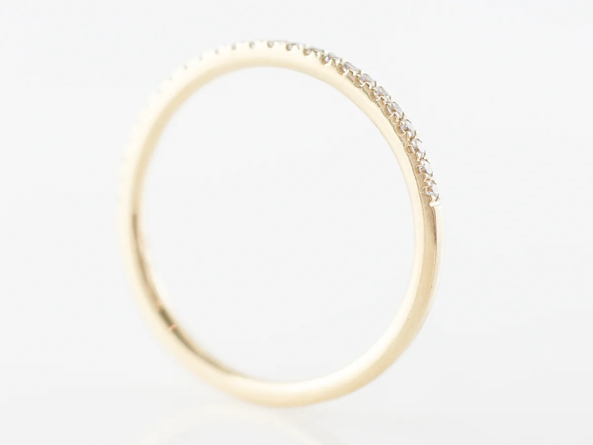 Petit Yellow Gold Wedding Band w/ Diamonds 18k - Image 5