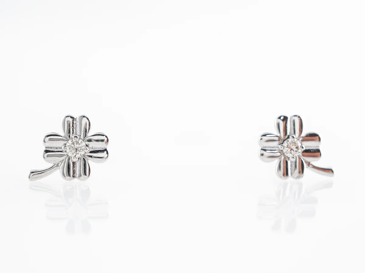 Petite Diamond Stud Earrings in 14k White Gold