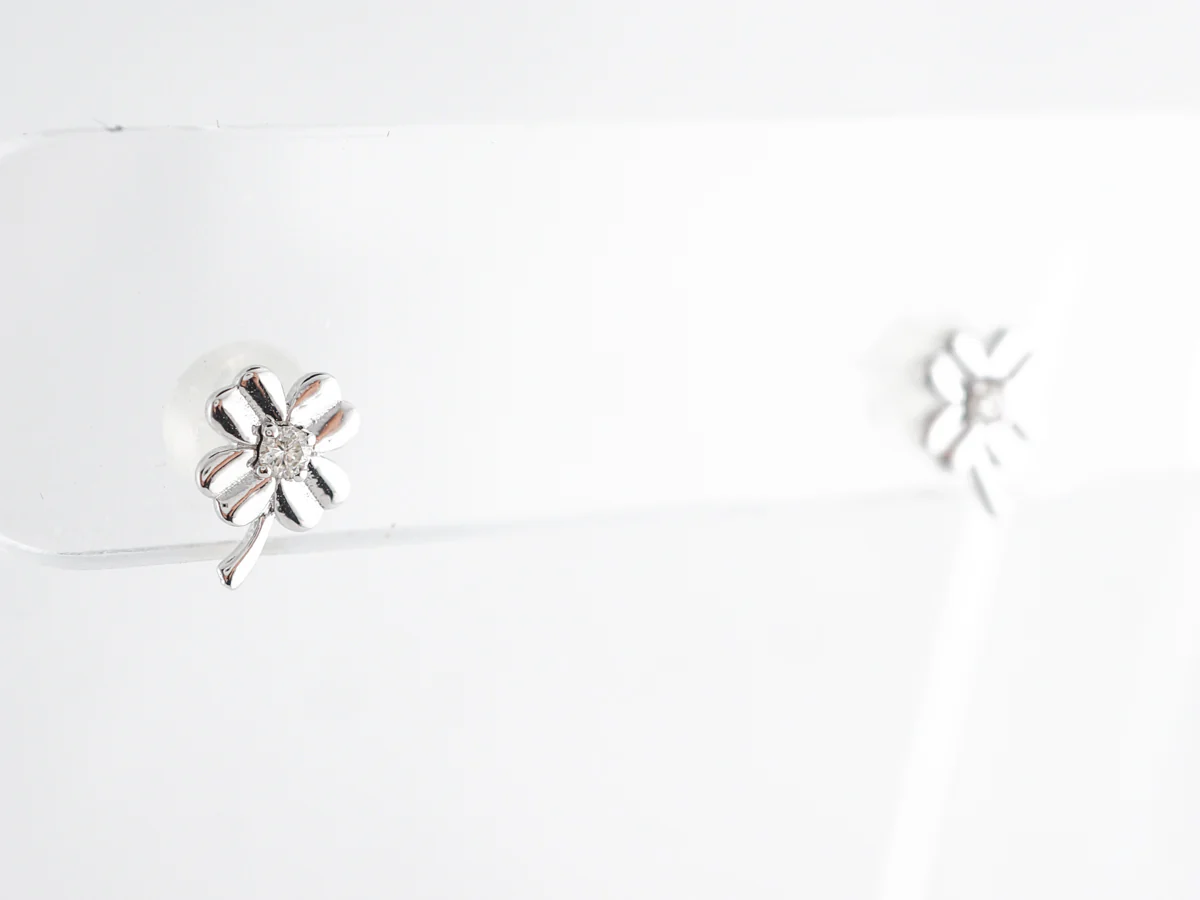 Petite Diamond Stud Earrings in 14k White Gold - Image 3