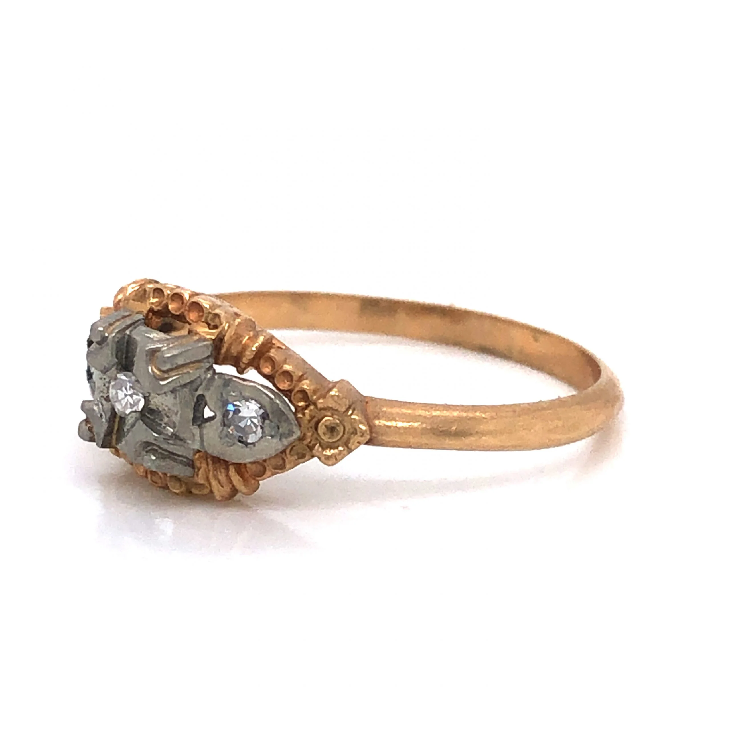 Petite Three Stone Diamond Engagement Ring in 14k & 18k Gold - Image 2