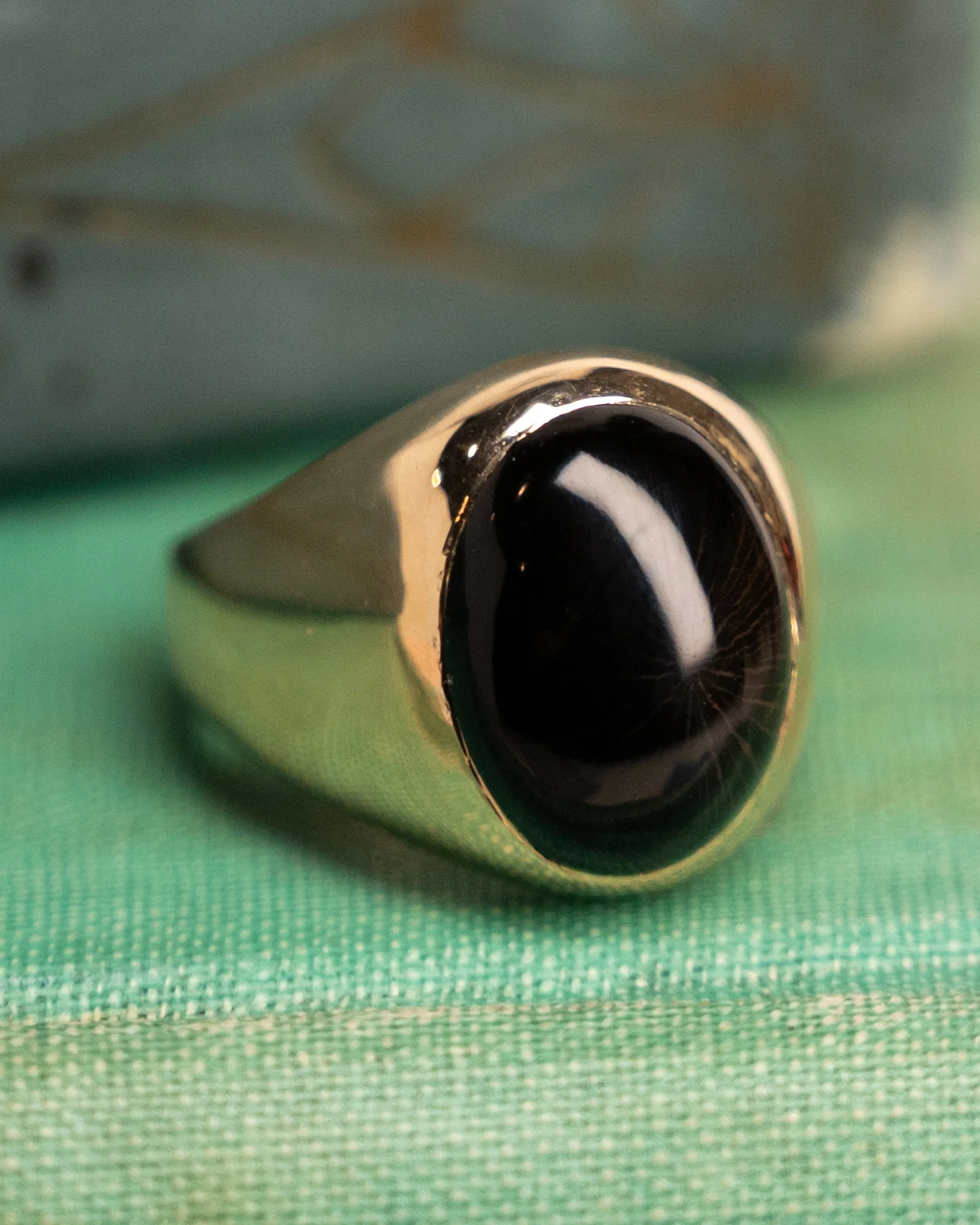 Petrified Wood Cocktail Ring 14k Yellow Gold - Image 6