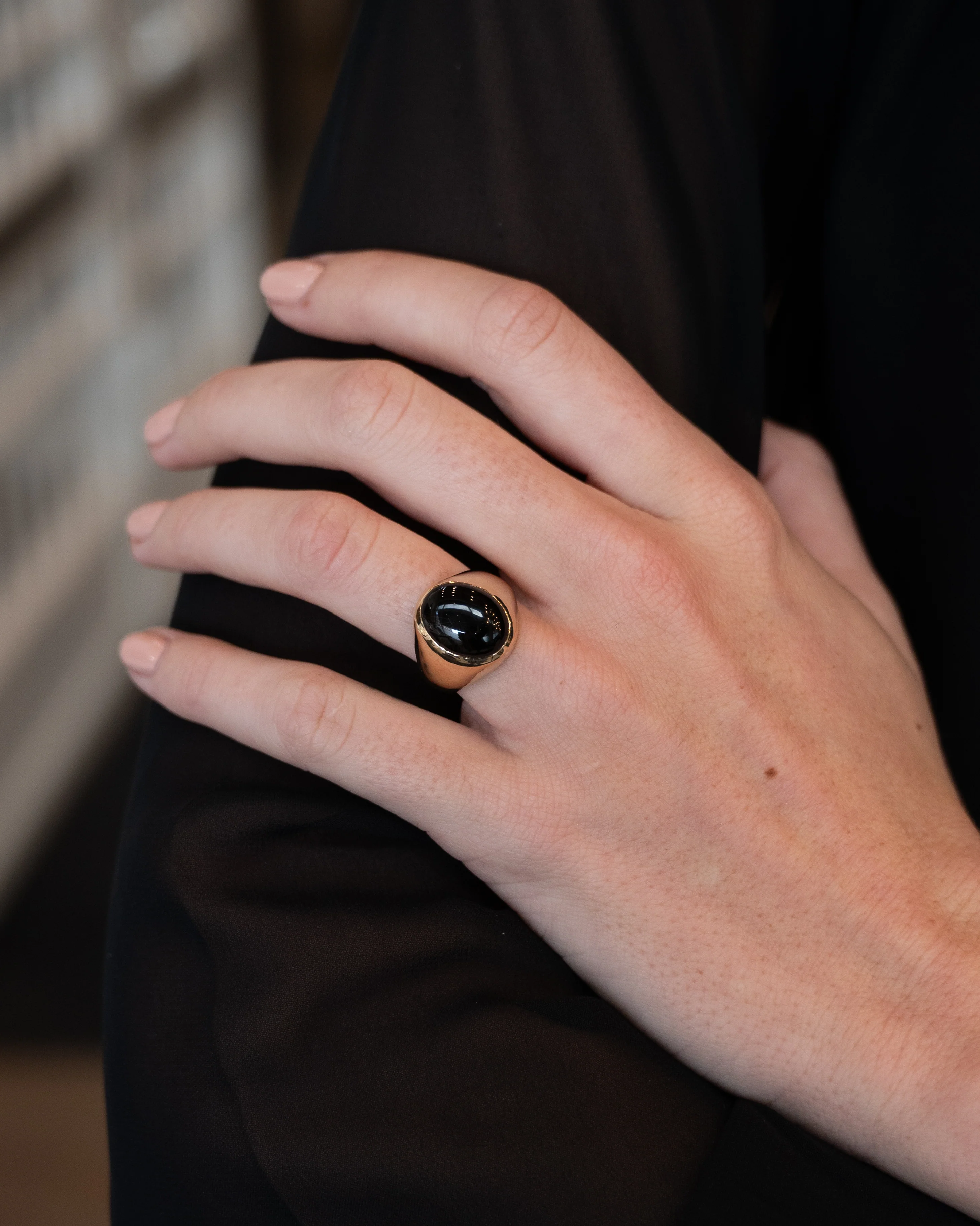 Petrified Wood Cocktail Ring 14k Yellow Gold - Image 7