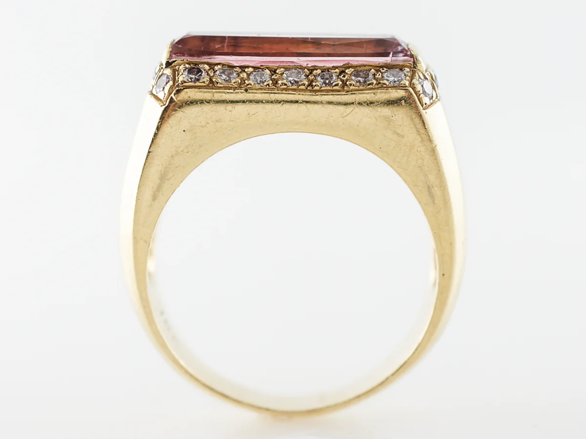 Pink Tourmaline & Diamond Cocktail Ring in Yellow Gold - Image 4