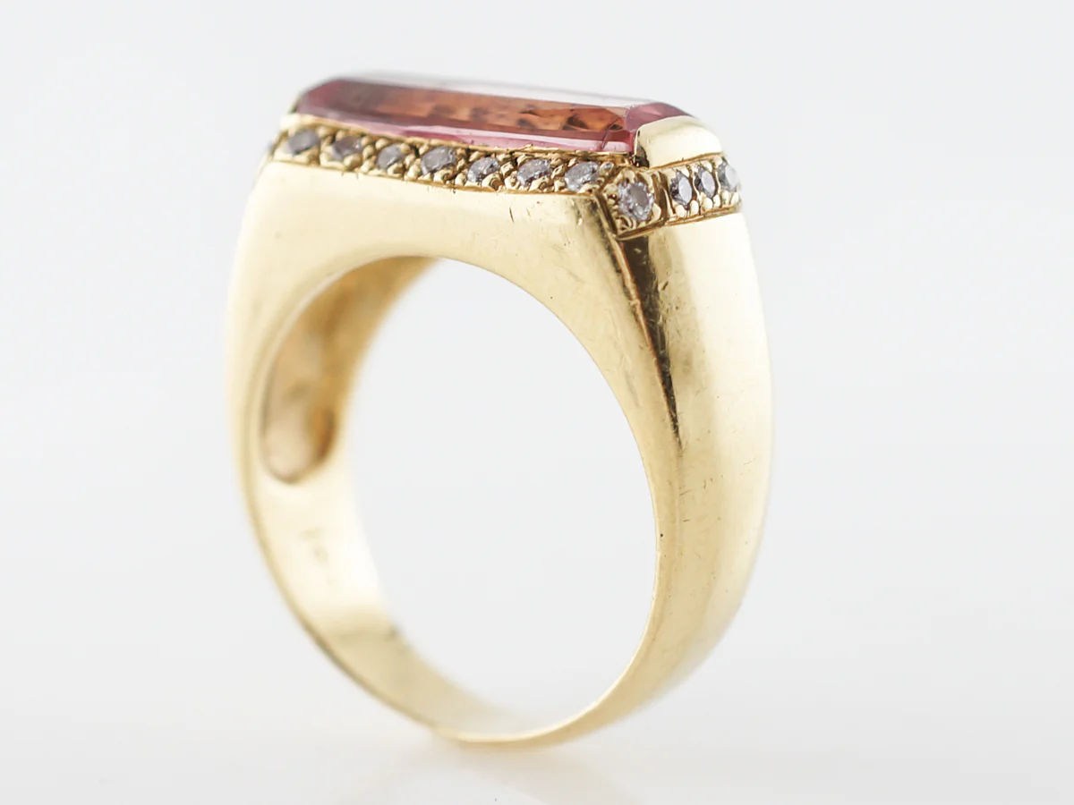 Pink Tourmaline & Diamond Cocktail Ring in Yellow Gold - Image 5